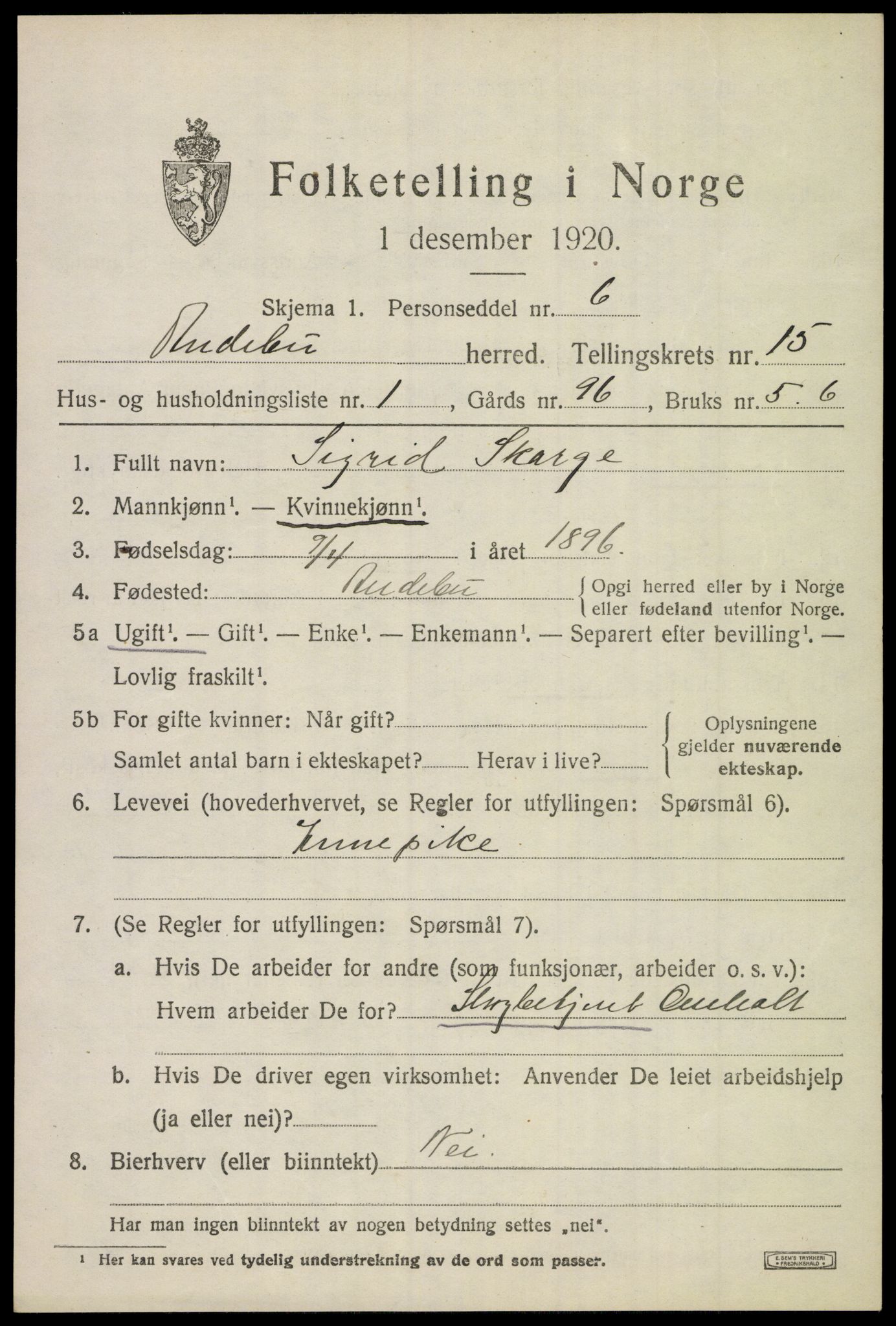 SAKO, 1920 census for Andebu, 1920, p. 5348