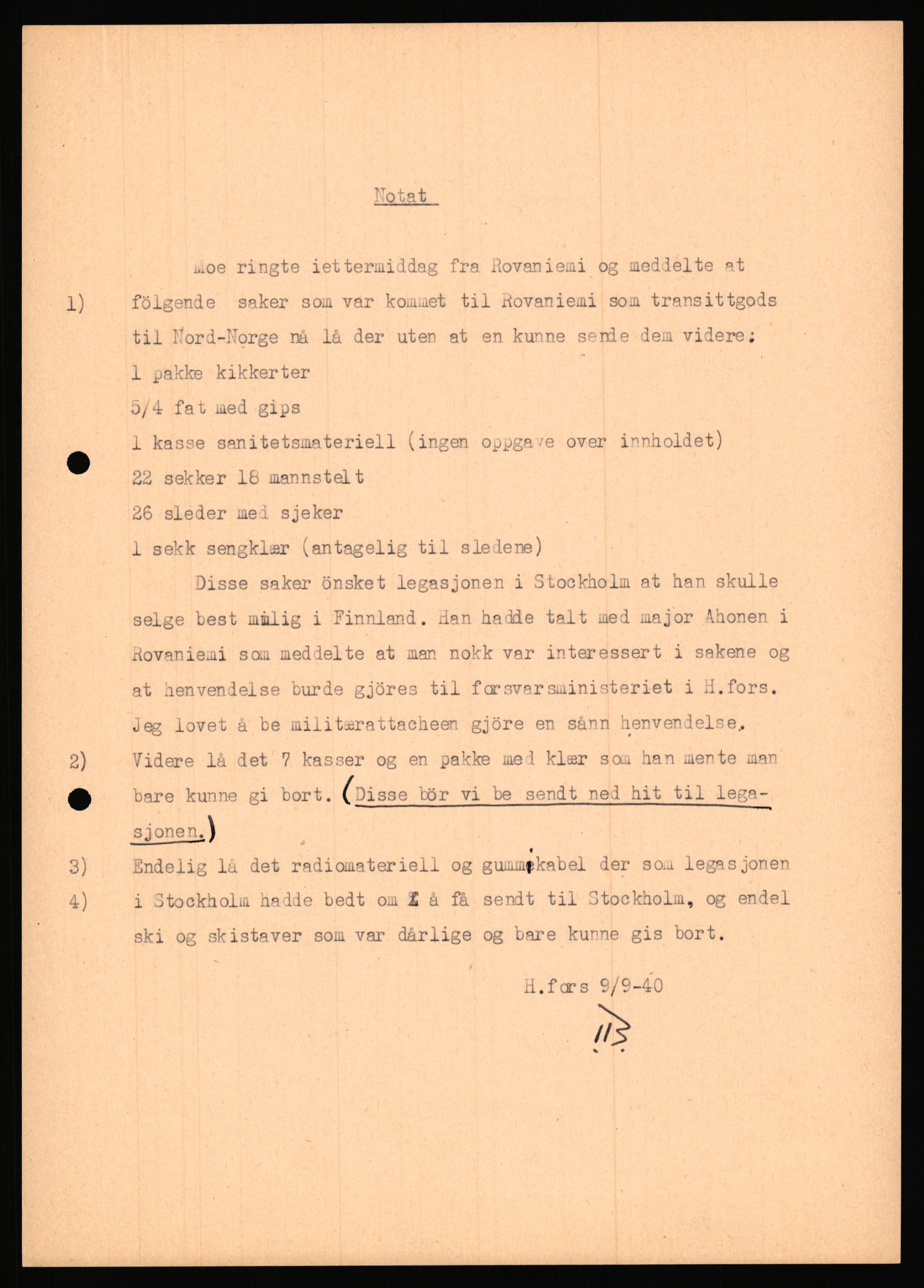 Forsvaret, Forsvarets krigshistoriske avdeling, AV/RA-RAFA-2017/Y/Ya/L0006: II-C-11-11,2 - Utenriksdepartementet.  Legasjonen i Helsingfors., 1940-1946, p. 159