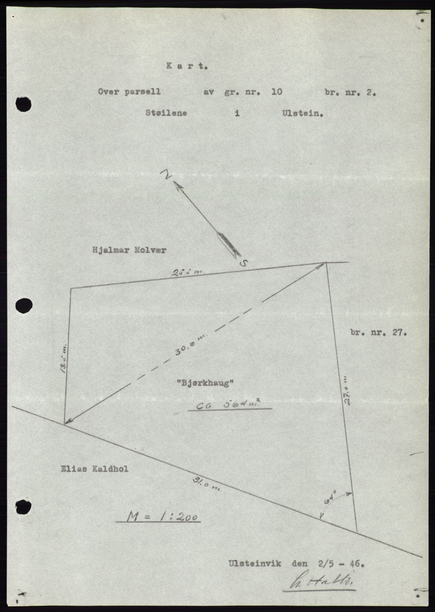 Søre Sunnmøre sorenskriveri, AV/SAT-A-4122/1/2/2C/L0078: Mortgage book no. 4A, 1946-1946, Diary no: : 440/1946