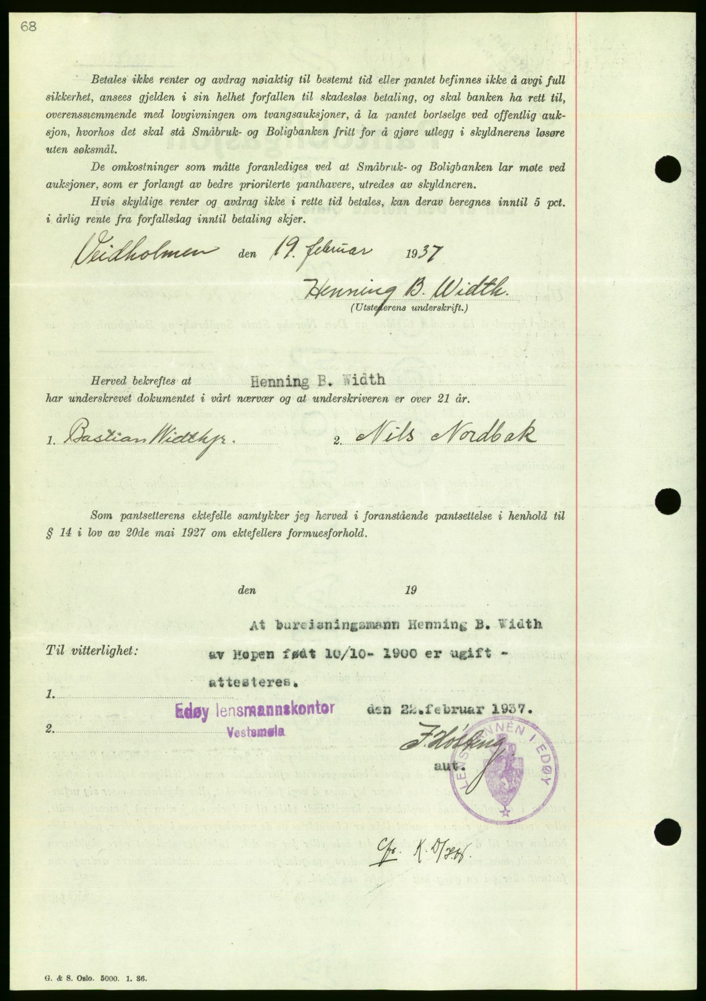 Nordmøre sorenskriveri, AV/SAT-A-4132/1/2/2Ca/L0091: Mortgage book no. B81, 1937-1937, Diary no: : 673/1937