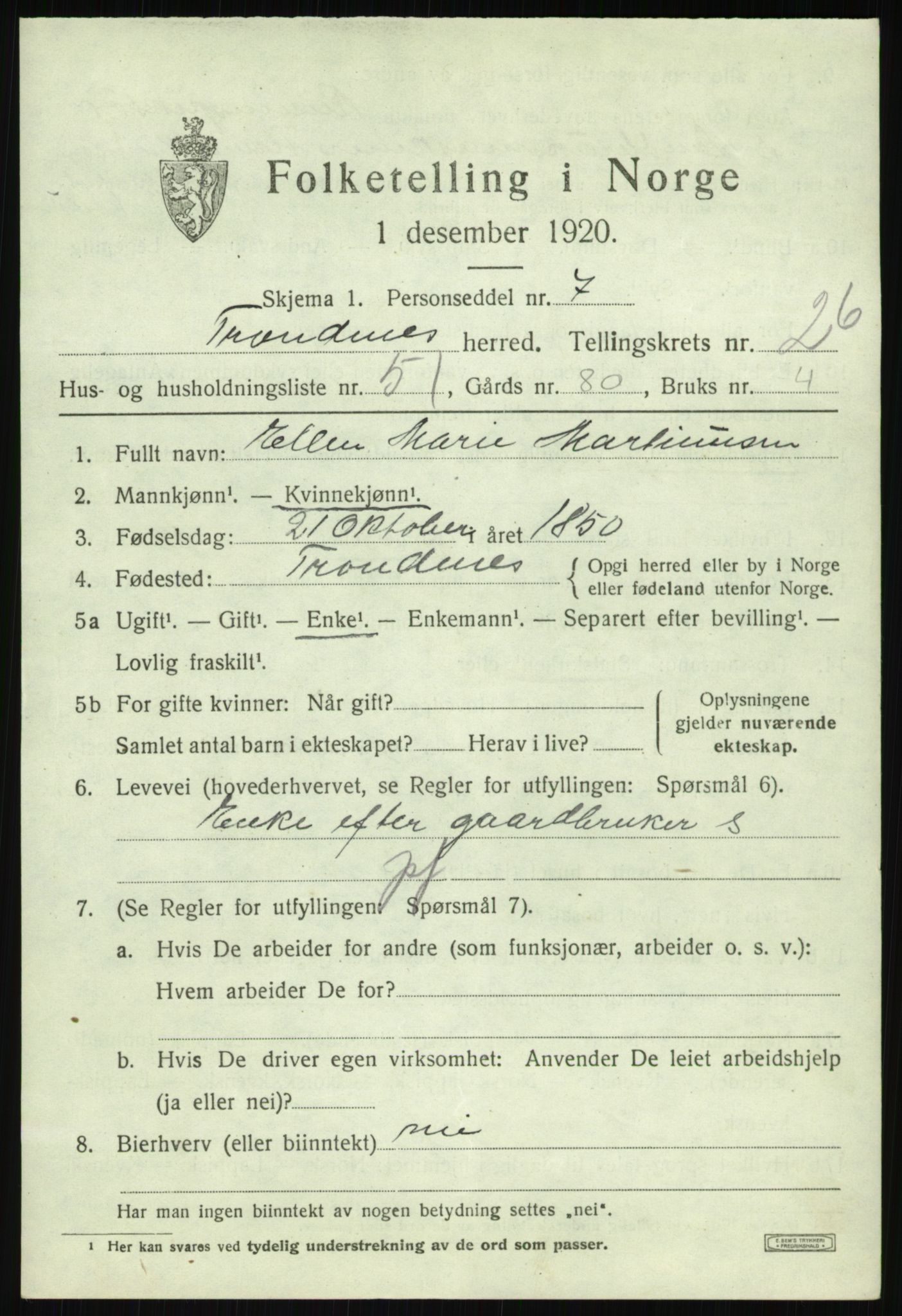 SATØ, 1920 census for Trondenes, 1920, p. 19432