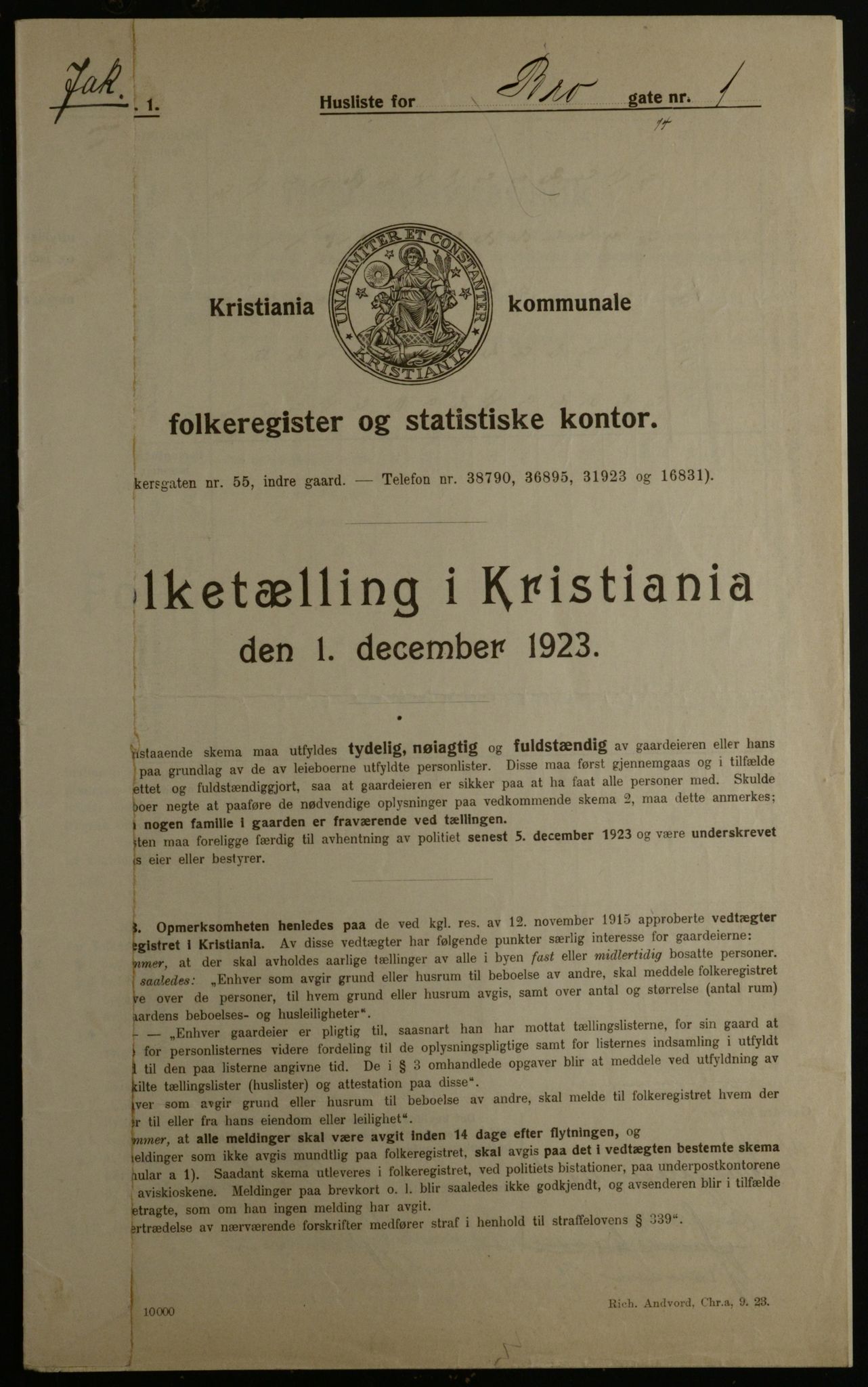OBA, Municipal Census 1923 for Kristiania, 1923, p. 10747