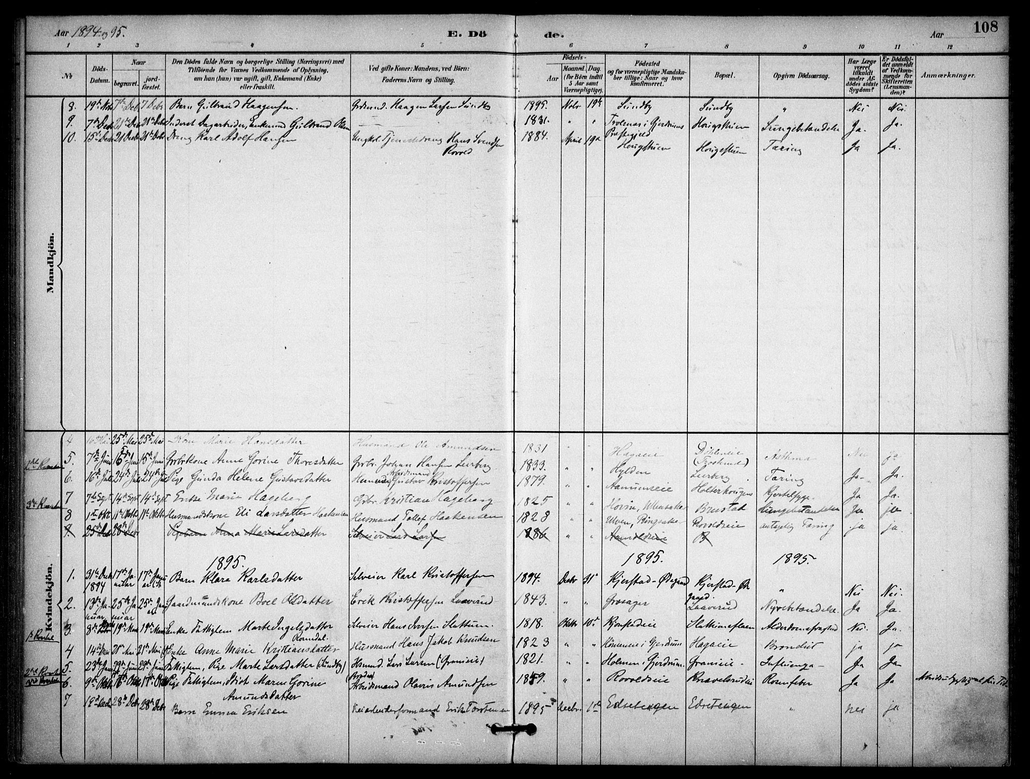 Nannestad prestekontor Kirkebøker, AV/SAO-A-10414a/F/Fb/L0002: Parish register (official) no. II 2, 1891-1909, p. 108