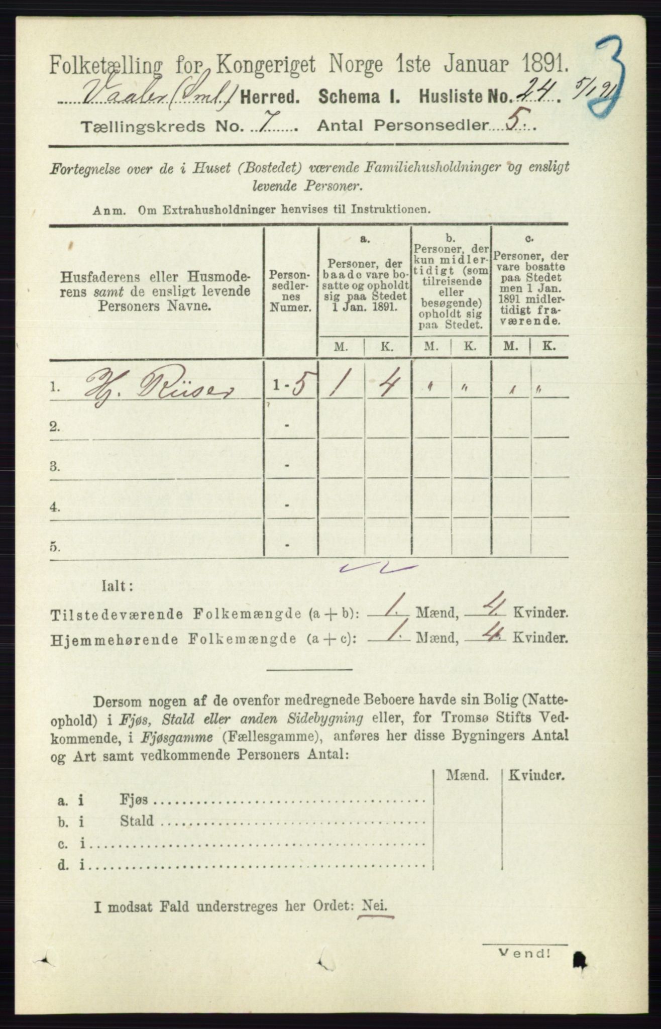 RA, 1891 census for 0137 Våler, 1891, p. 2821