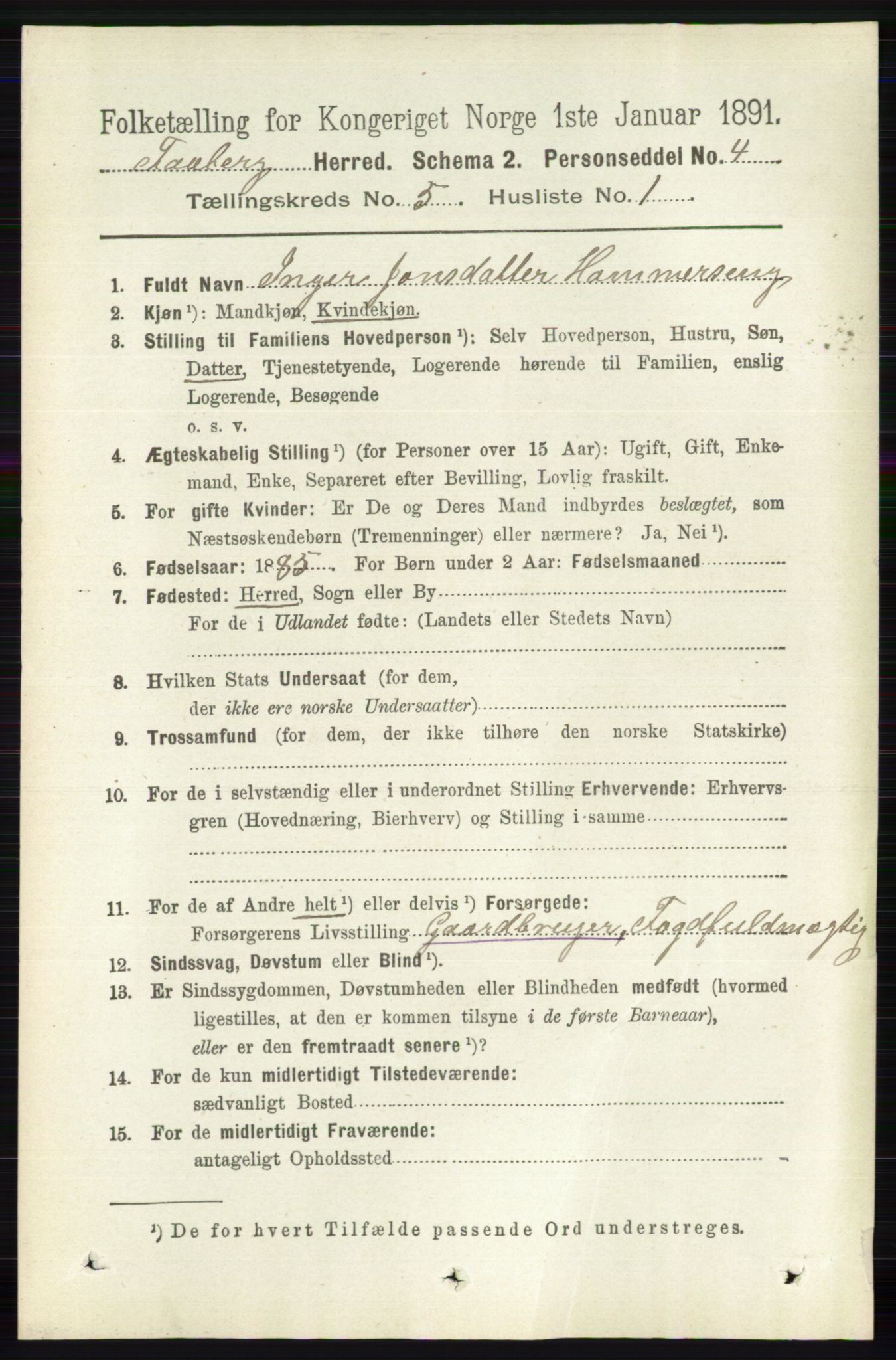 RA, 1891 census for 0524 Fåberg, 1891, p. 1643