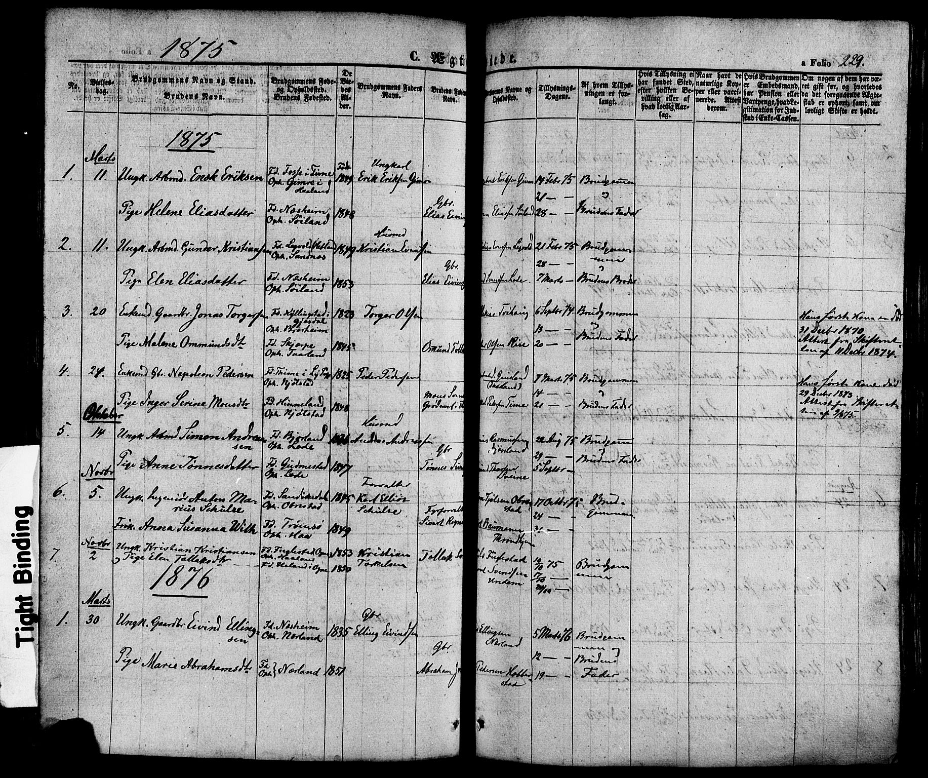 Hå sokneprestkontor, SAST/A-101801/001/30BA/L0008: Parish register (official) no. A 7, 1853-1878, p. 229