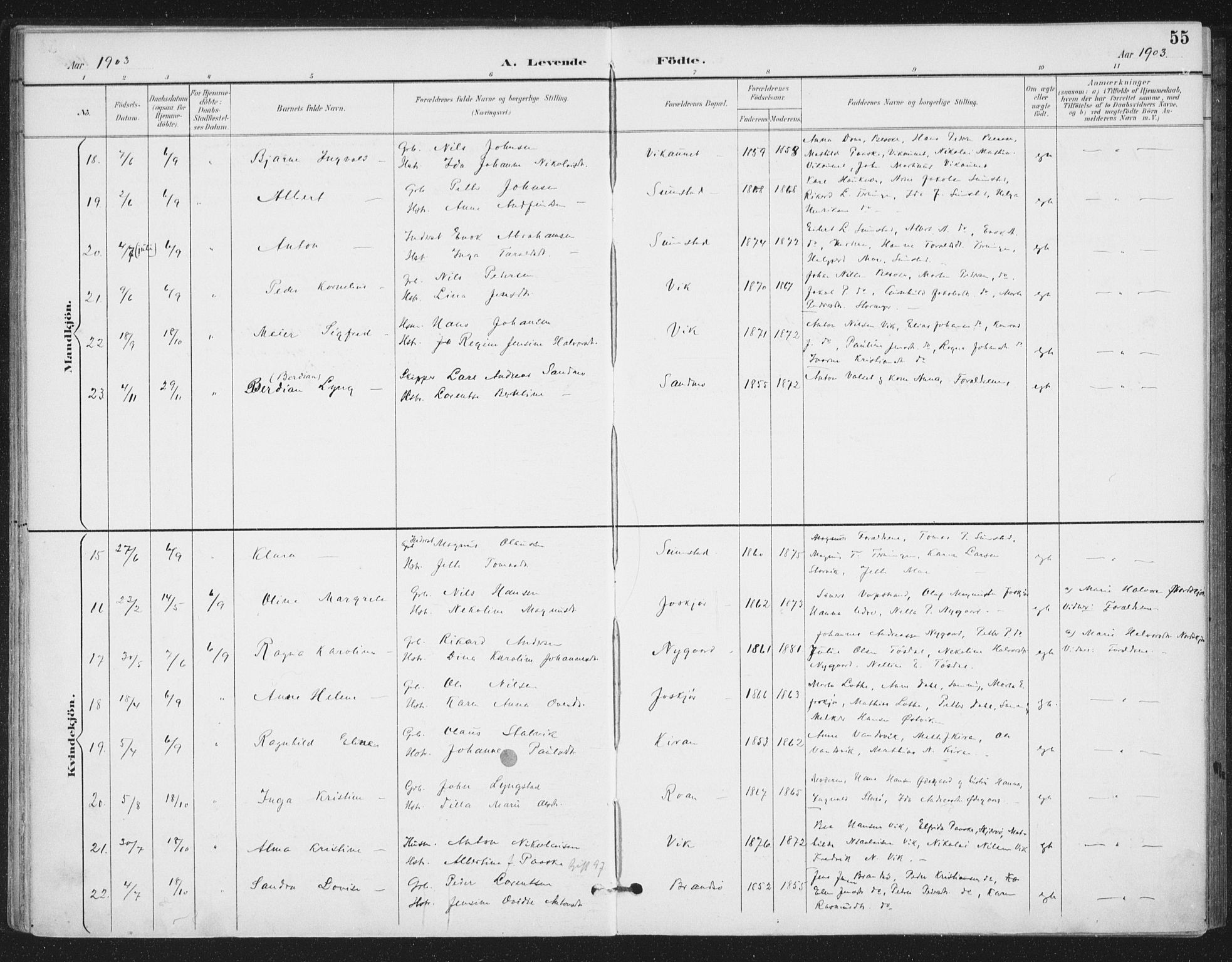 Ministerialprotokoller, klokkerbøker og fødselsregistre - Sør-Trøndelag, SAT/A-1456/657/L0708: Parish register (official) no. 657A09, 1894-1904, p. 55