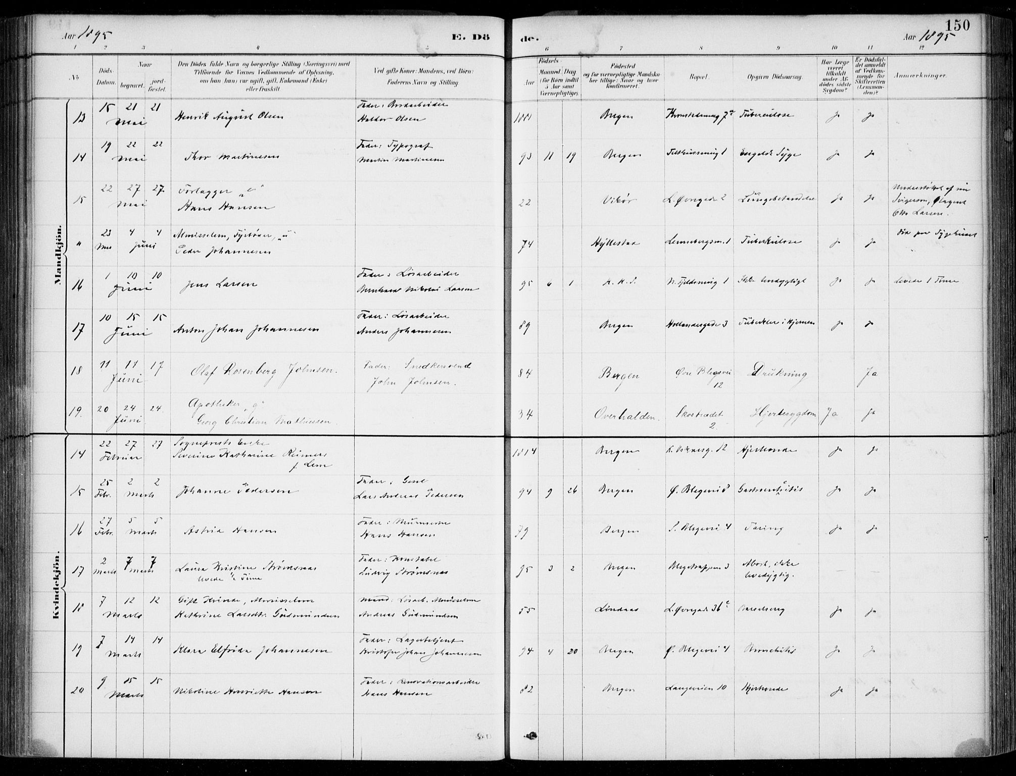 Korskirken sokneprestembete, AV/SAB-A-76101/H/Hab: Parish register (copy) no. E 4, 1884-1910, p. 150