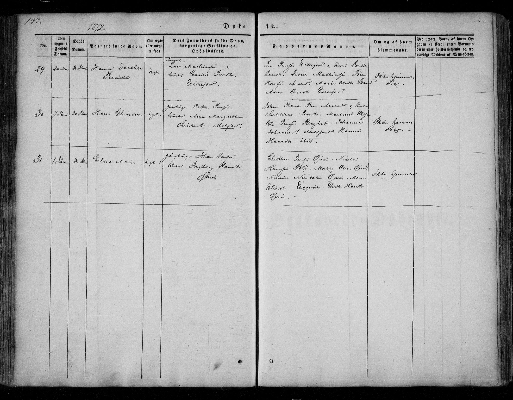 Ministerialprotokoller, klokkerbøker og fødselsregistre - Nordland, AV/SAT-A-1459/846/L0644: Parish register (official) no. 846A02, 1837-1872, p. 133