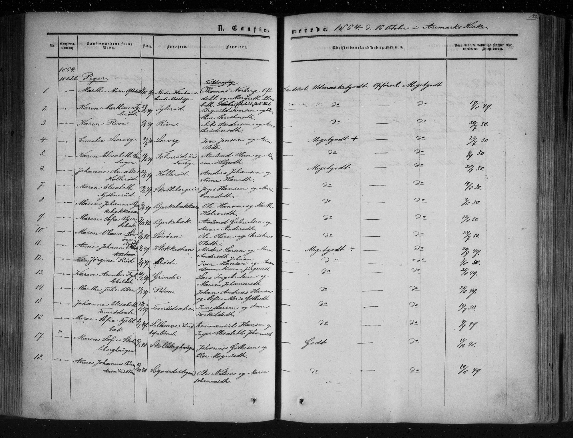 Aremark prestekontor Kirkebøker, AV/SAO-A-10899/F/Fc/L0003: Parish register (official) no. III 3, 1850-1865, p. 182