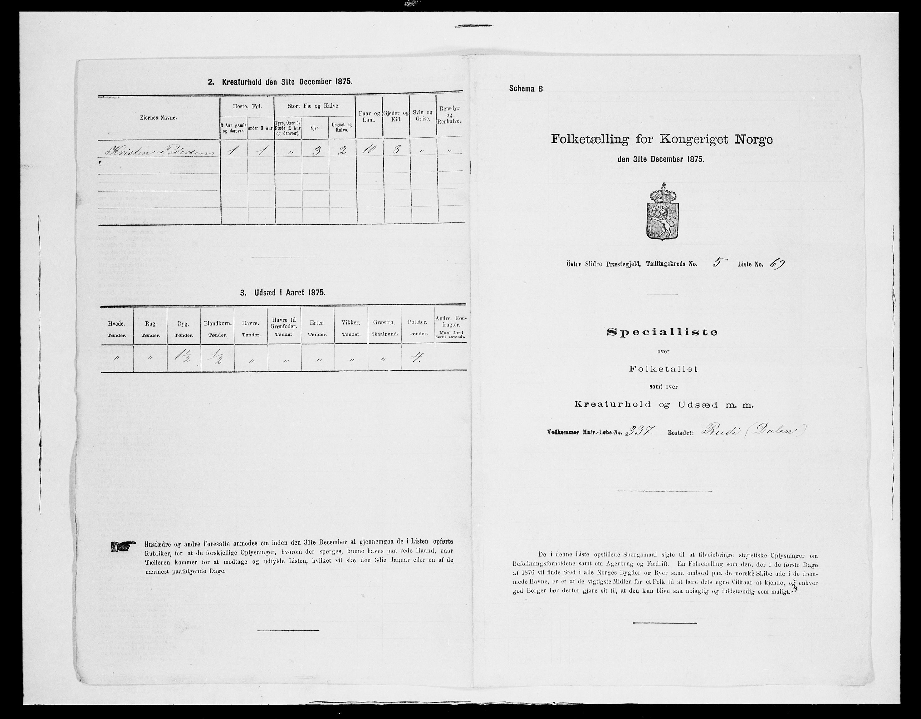 SAH, 1875 census for 0544P Øystre Slidre, 1875, p. 685