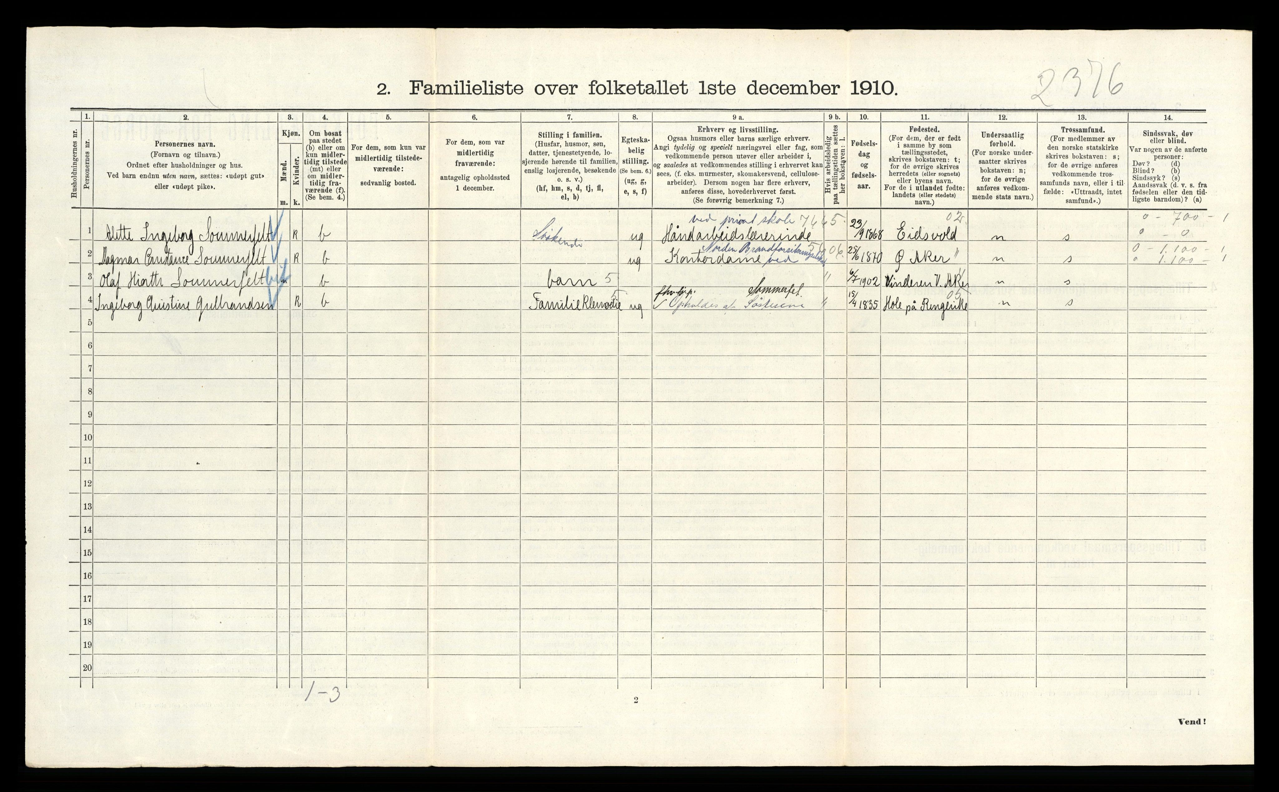 RA, 1910 census for Kristiania, 1910, p. 91042