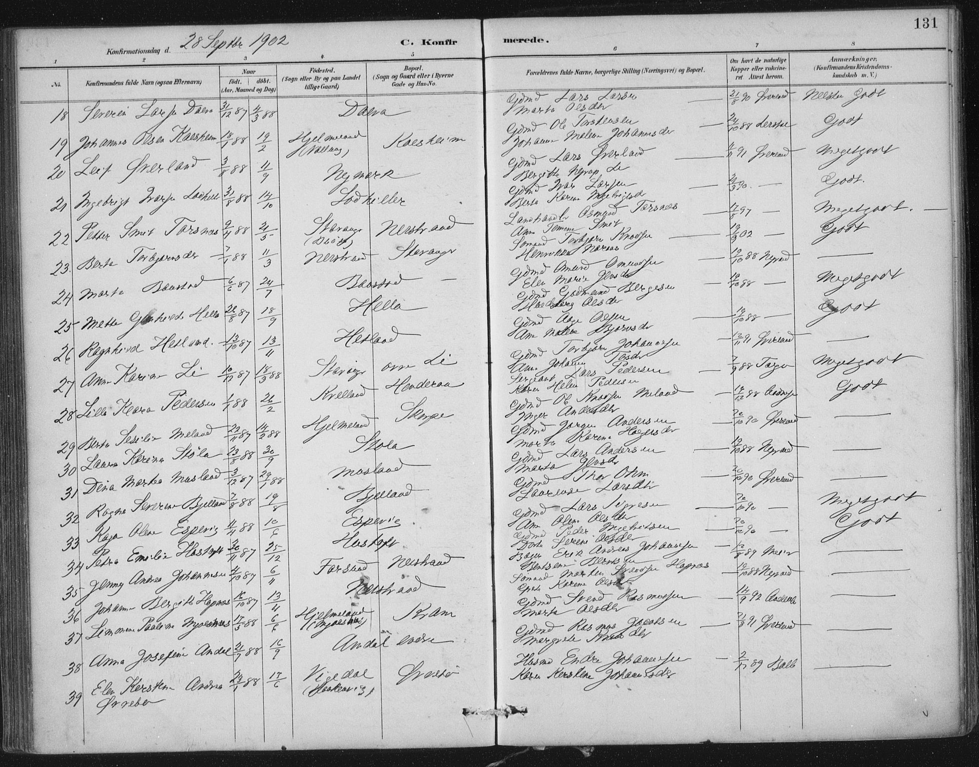 Nedstrand sokneprestkontor, AV/SAST-A-101841/01/IV: Parish register (official) no. A 12, 1887-1915, p. 131