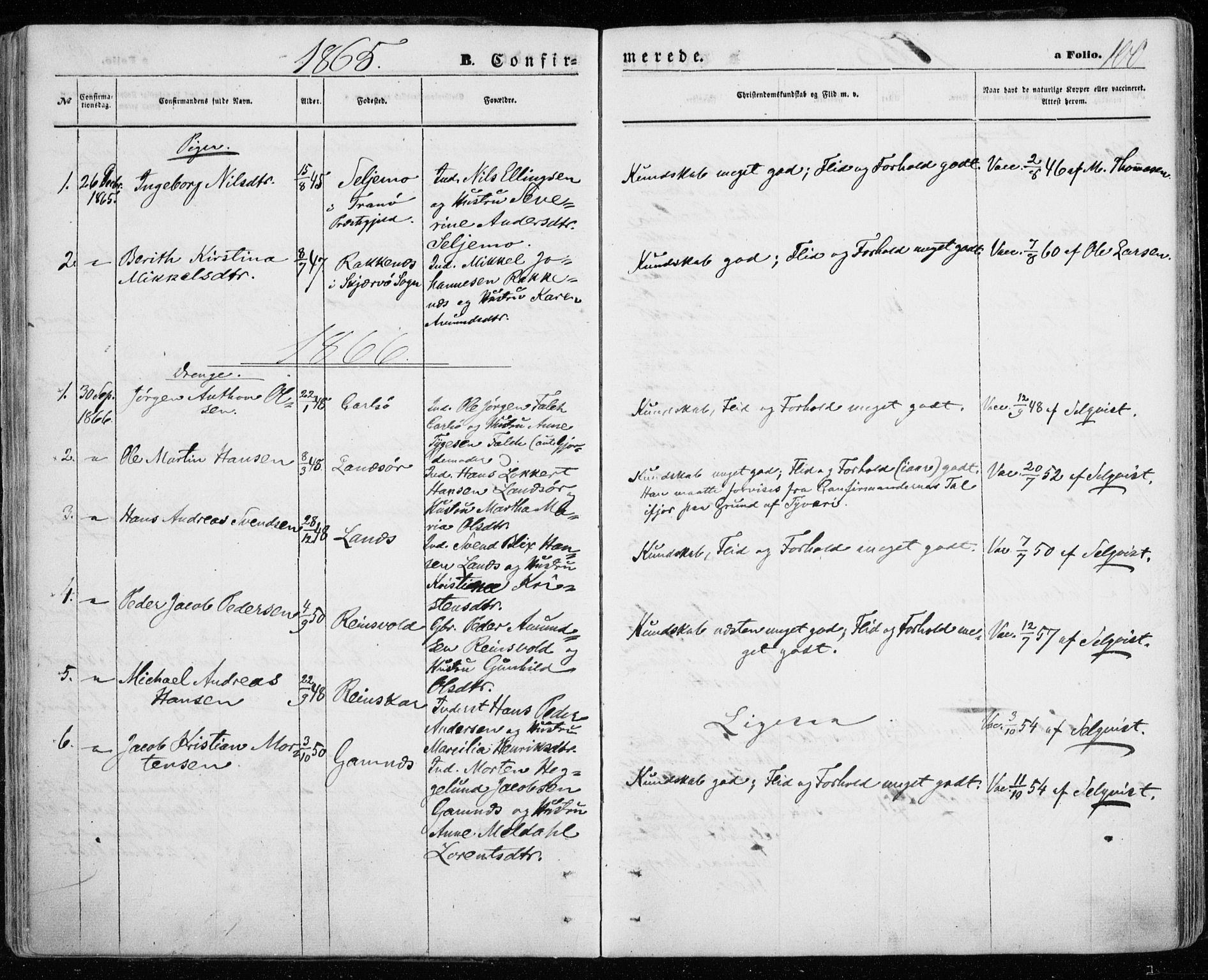 Karlsøy sokneprestembete, SATØ/S-1299/H/Ha/Haa/L0004kirke: Parish register (official) no. 4, 1861-1871, p. 100
