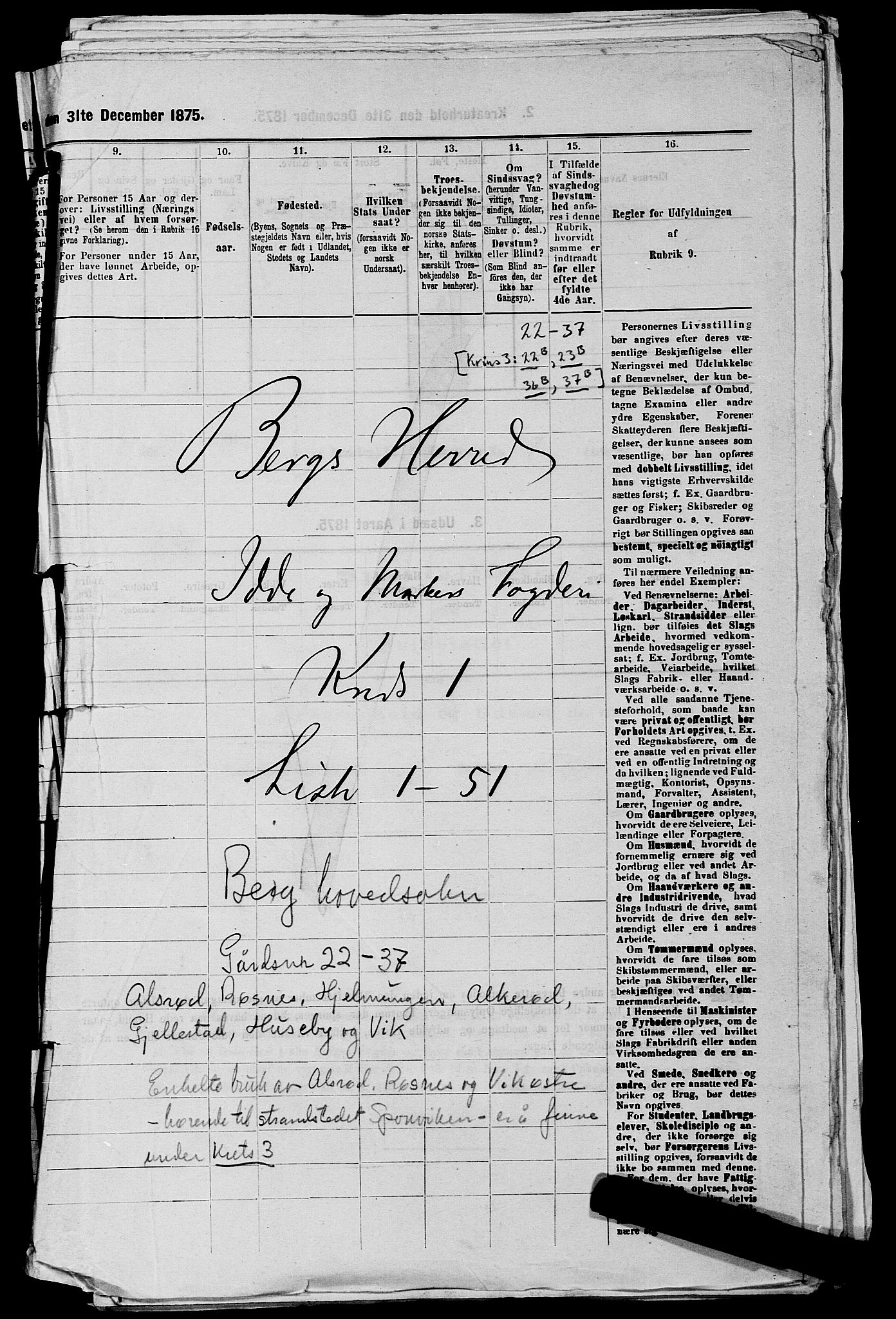 RA, 1875 census for 0116P Berg, 1875, p. 33