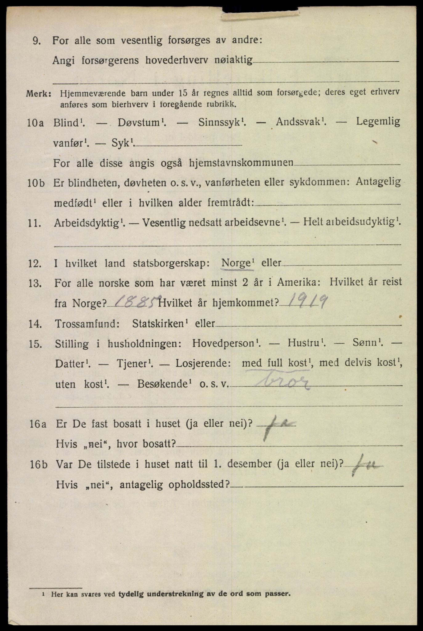 SAK, 1920 census for Kvinesdal, 1920, p. 3160