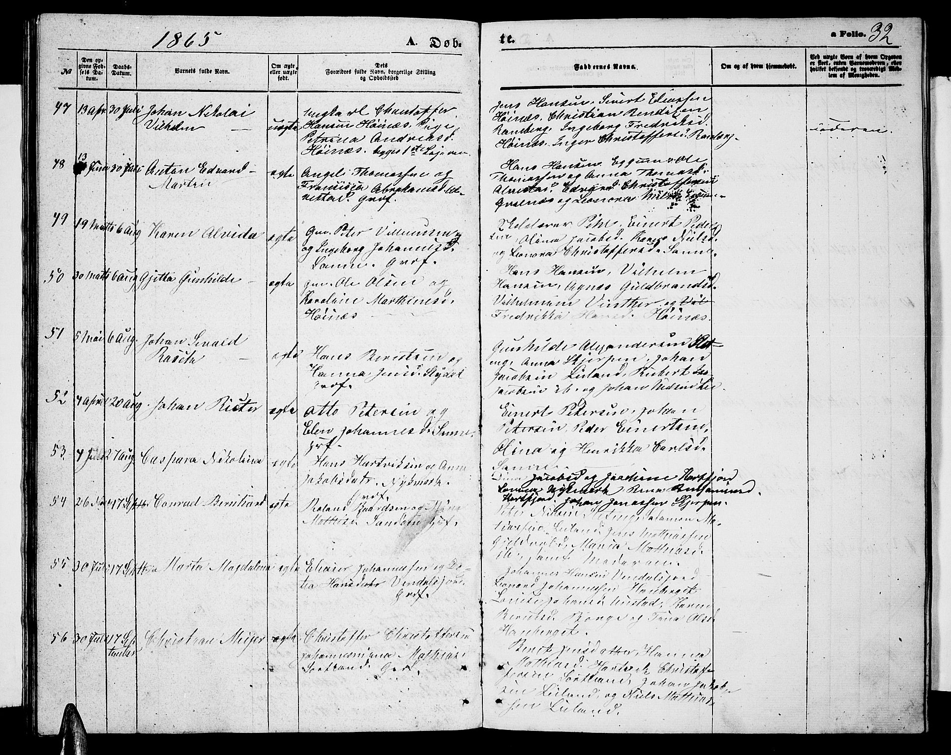 Ministerialprotokoller, klokkerbøker og fødselsregistre - Nordland, SAT/A-1459/880/L1140: Parish register (copy) no. 880C02, 1861-1875, p. 32