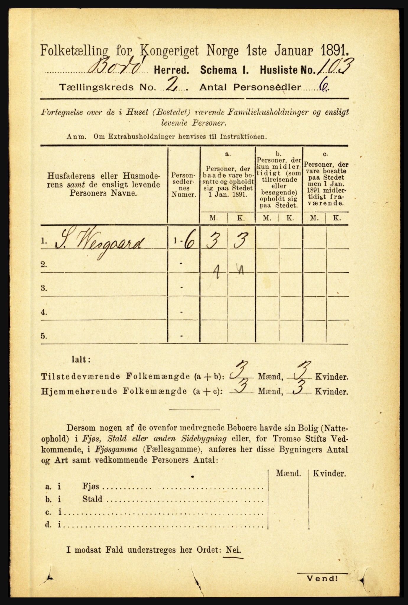 RA, 1891 census for 1843 Bodø, 1891, p. 664