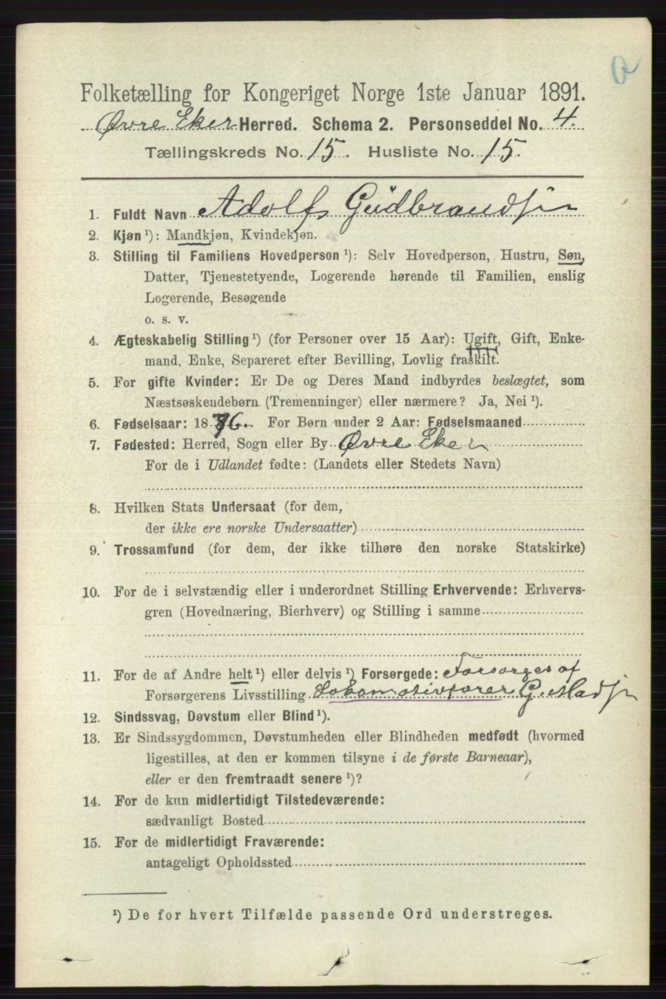 RA, 1891 census for 0624 Øvre Eiker, 1891, p. 7136