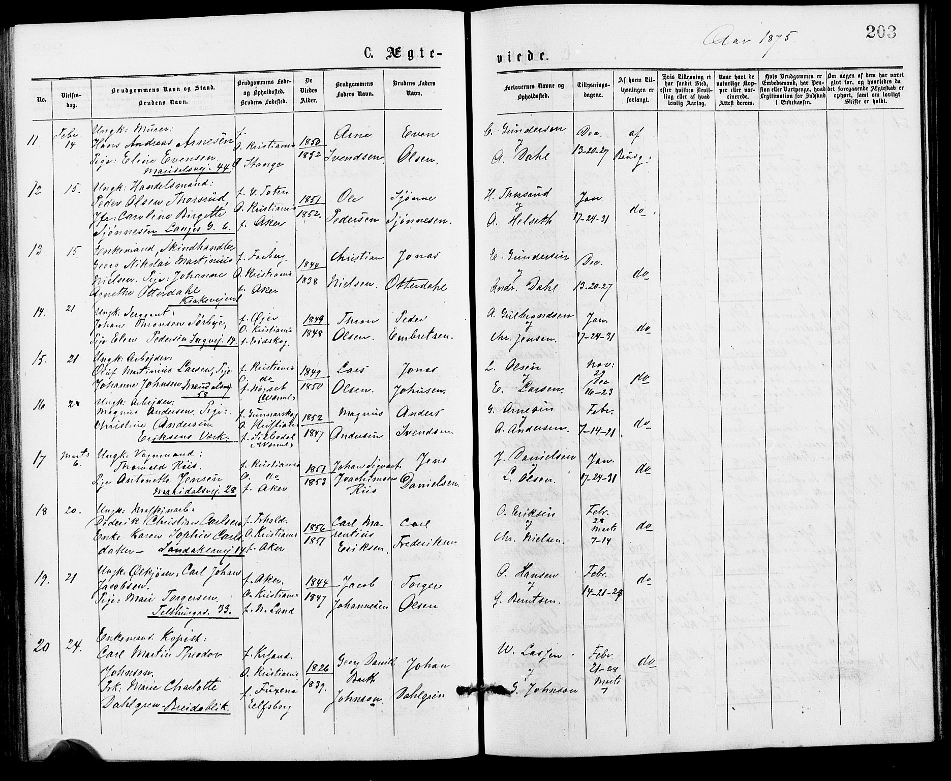 Gamle Aker prestekontor Kirkebøker, SAO/A-10617a/G/L0004: Parish register (copy) no. 4, 1875-1879, p. 203