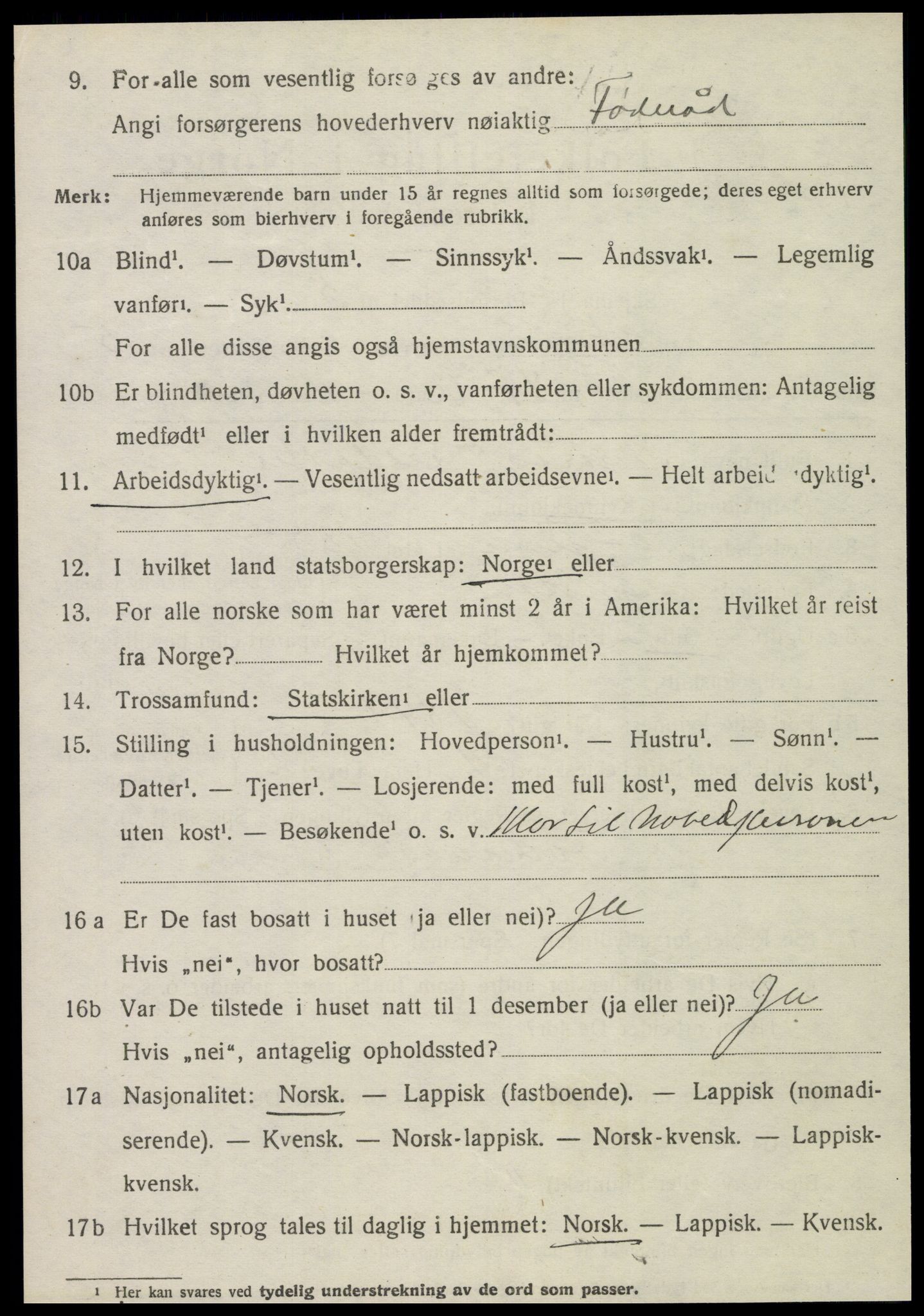 SAT, 1920 census for Skogn, 1920, p. 6990