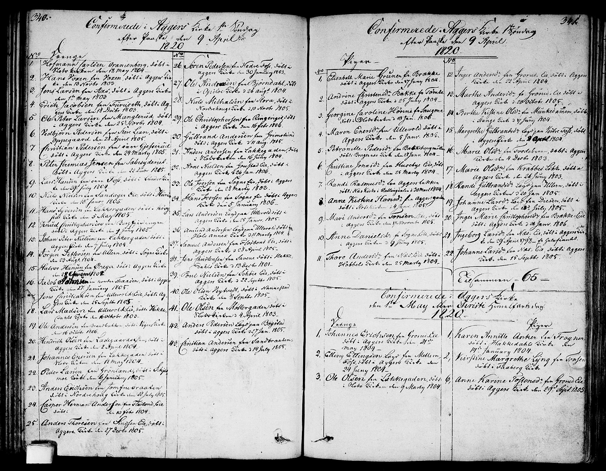Aker prestekontor kirkebøker, SAO/A-10861/G/L0004: Parish register (copy) no. 4, 1819-1829, p. 340-341