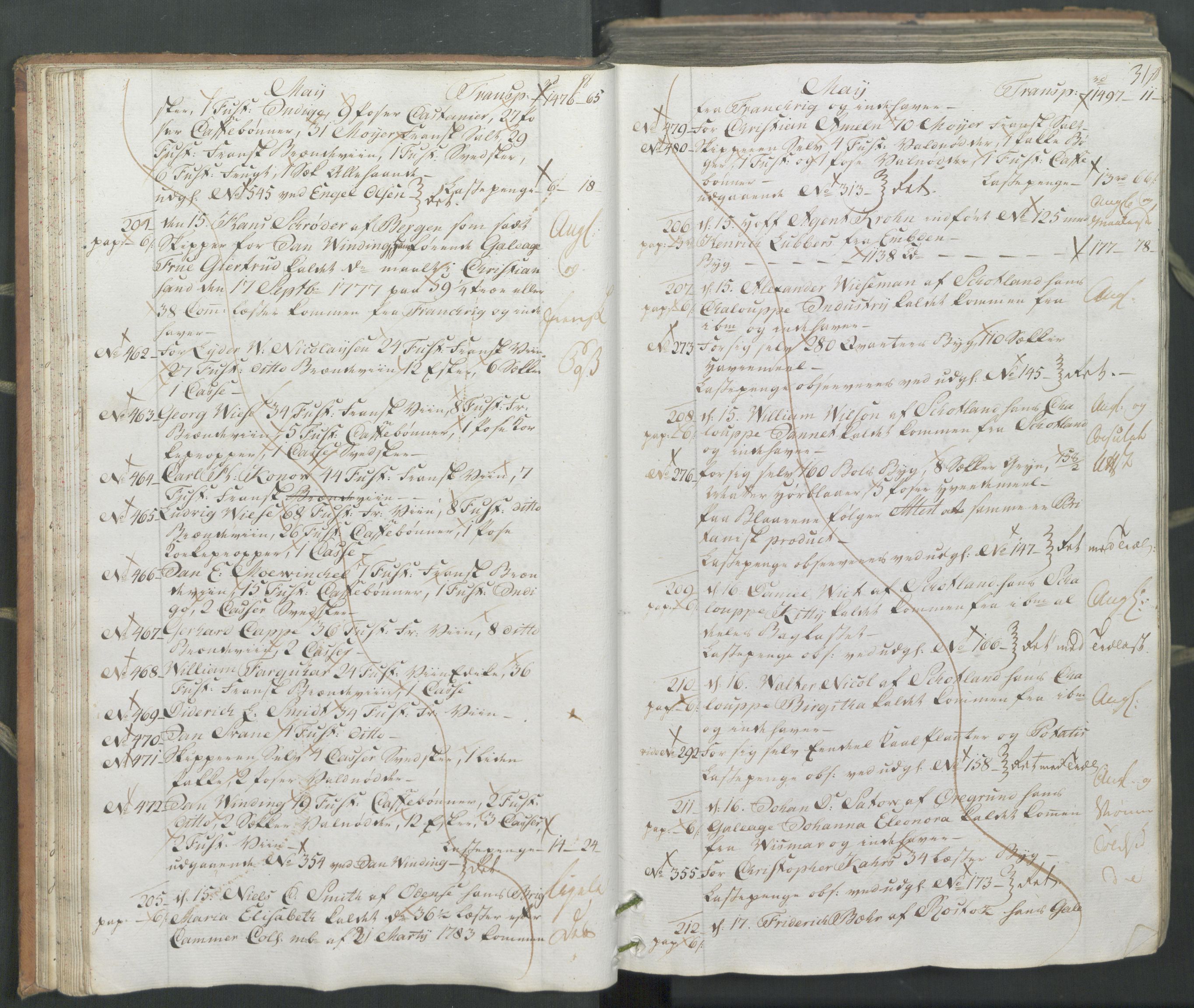 Generaltollkammeret, tollregnskaper, AV/RA-EA-5490/R26/L0222/0001: Tollregnskaper Bergen A / Inngående hovedtollbok, 1786, p. 30b-31a