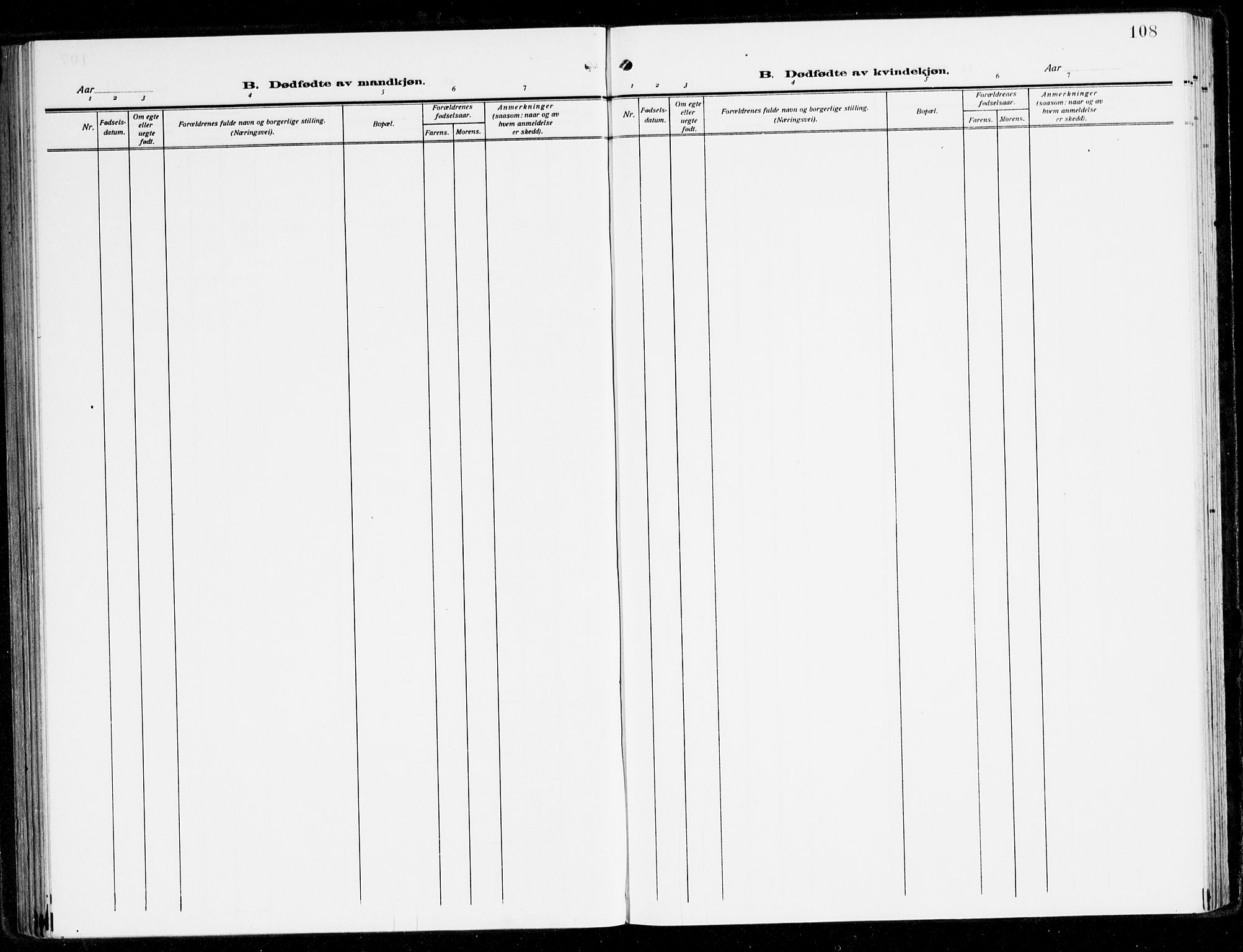 Fana Sokneprestembete, AV/SAB-A-75101/H/Haa/Haai/L0004: Parish register (official) no. I 4, 1912-1933, p. 108