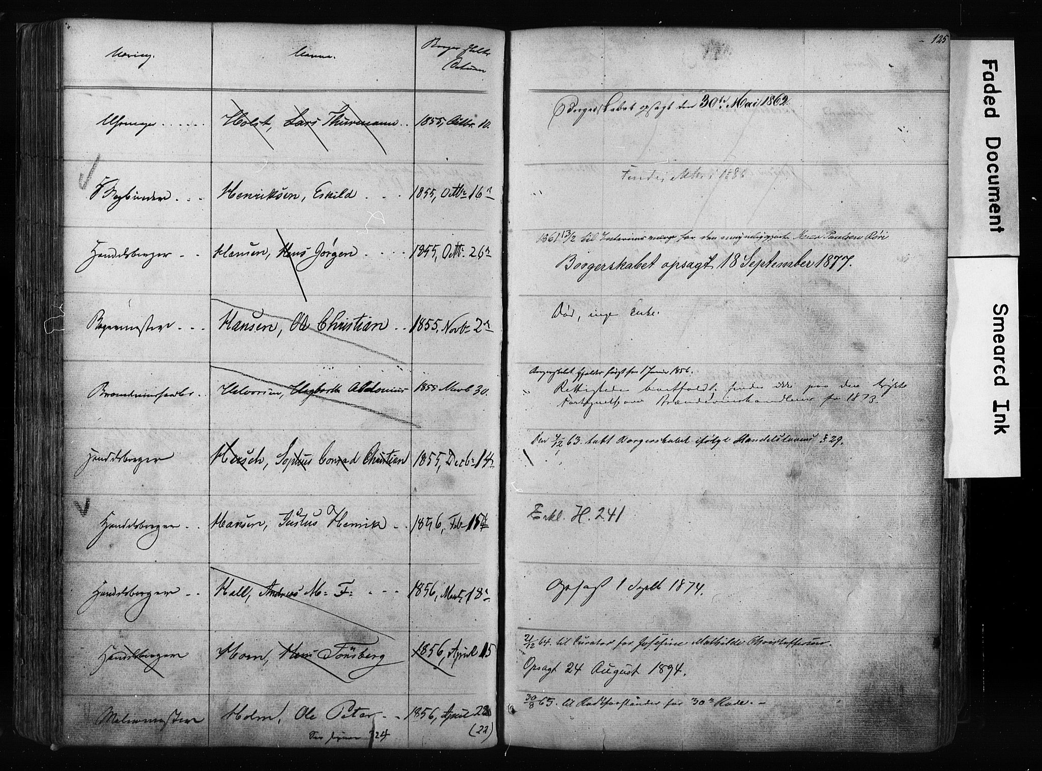 Kristiania magistrat, SAO/A-10711/F/Fb/L0003: Borgerrulle, 1842-1860, p. 128