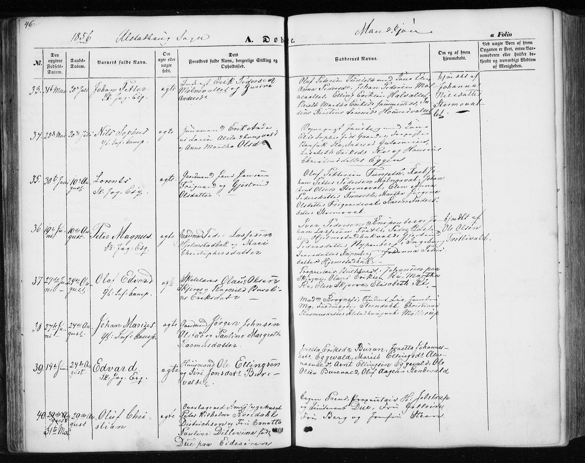 Ministerialprotokoller, klokkerbøker og fødselsregistre - Nord-Trøndelag, SAT/A-1458/717/L0154: Parish register (official) no. 717A07 /1, 1850-1862, p. 46
