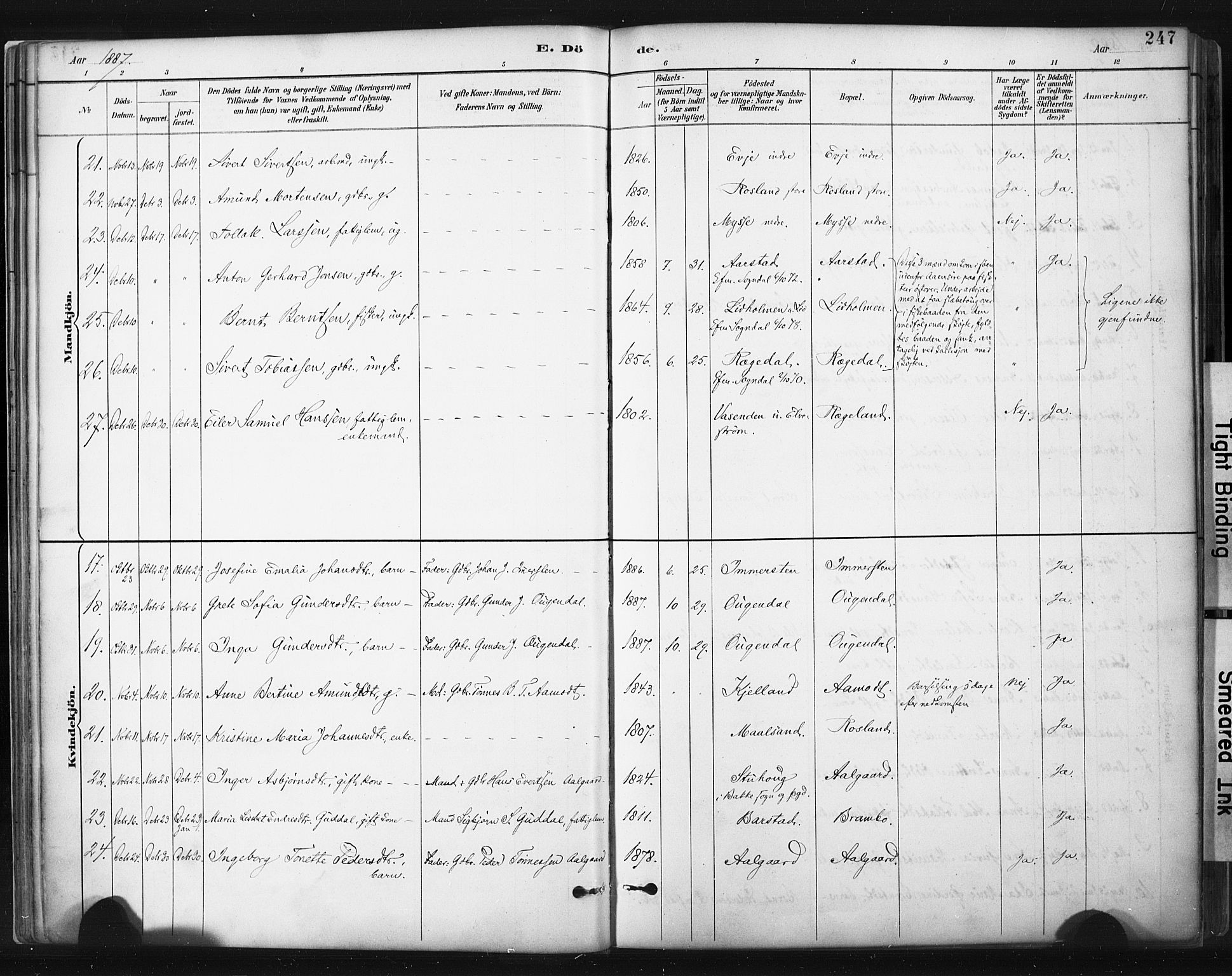 Sokndal sokneprestkontor, SAST/A-101808: Parish register (official) no. A 11.2, 1887-1905, p. 247