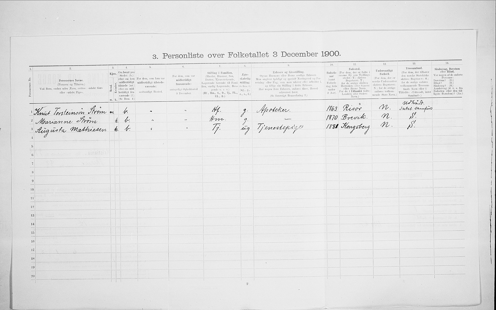 SAO, 1900 census for Kristiania, 1900, p. 97182