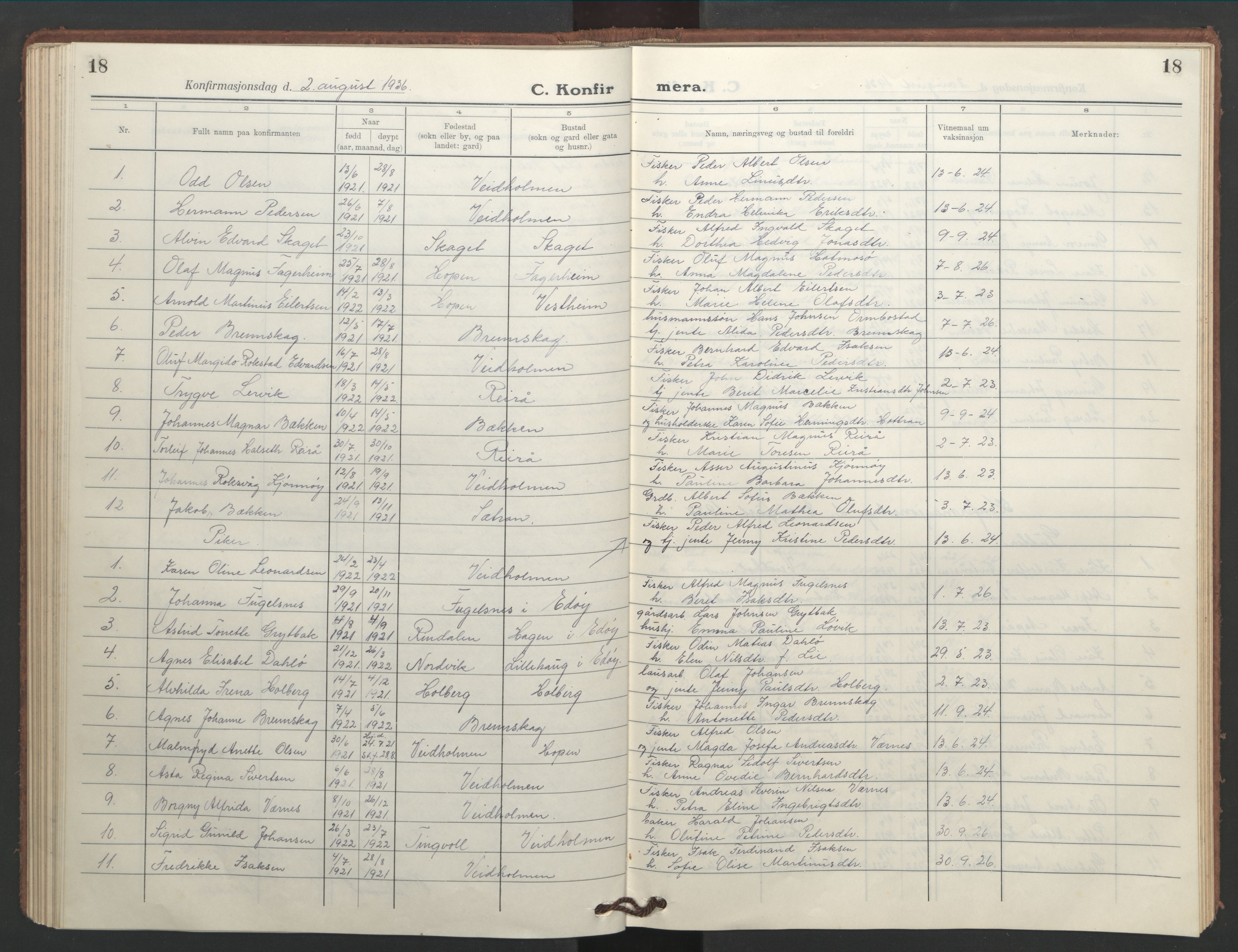 Ministerialprotokoller, klokkerbøker og fødselsregistre - Møre og Romsdal, AV/SAT-A-1454/583/L0957: Parish register (copy) no. 583C02, 1926-1947, p. 18