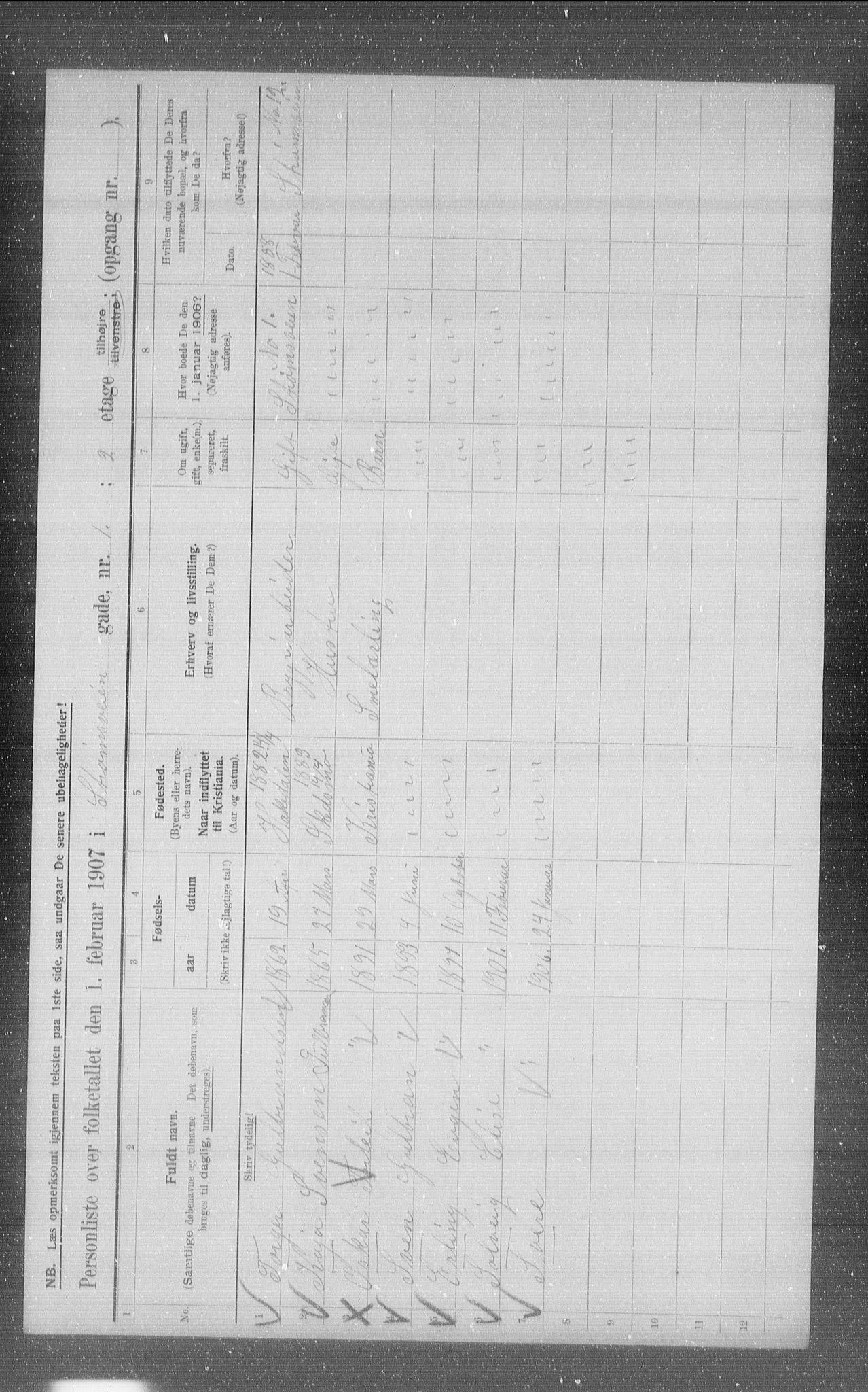 OBA, Municipal Census 1907 for Kristiania, 1907, p. 52919