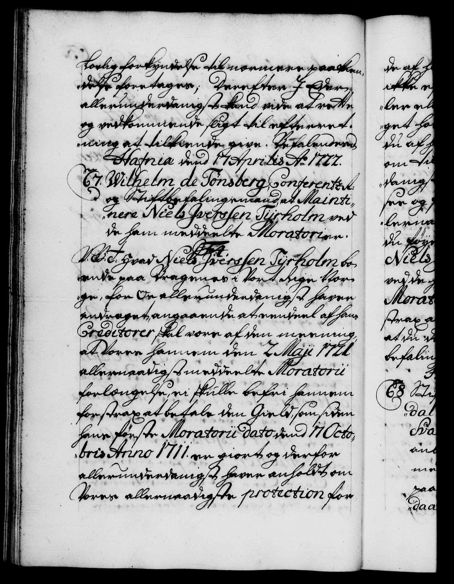 Danske Kanselli 1572-1799, AV/RA-EA-3023/F/Fc/Fca/Fcab/L0022: Norske tegnelser, 1722-1724, p. 63b