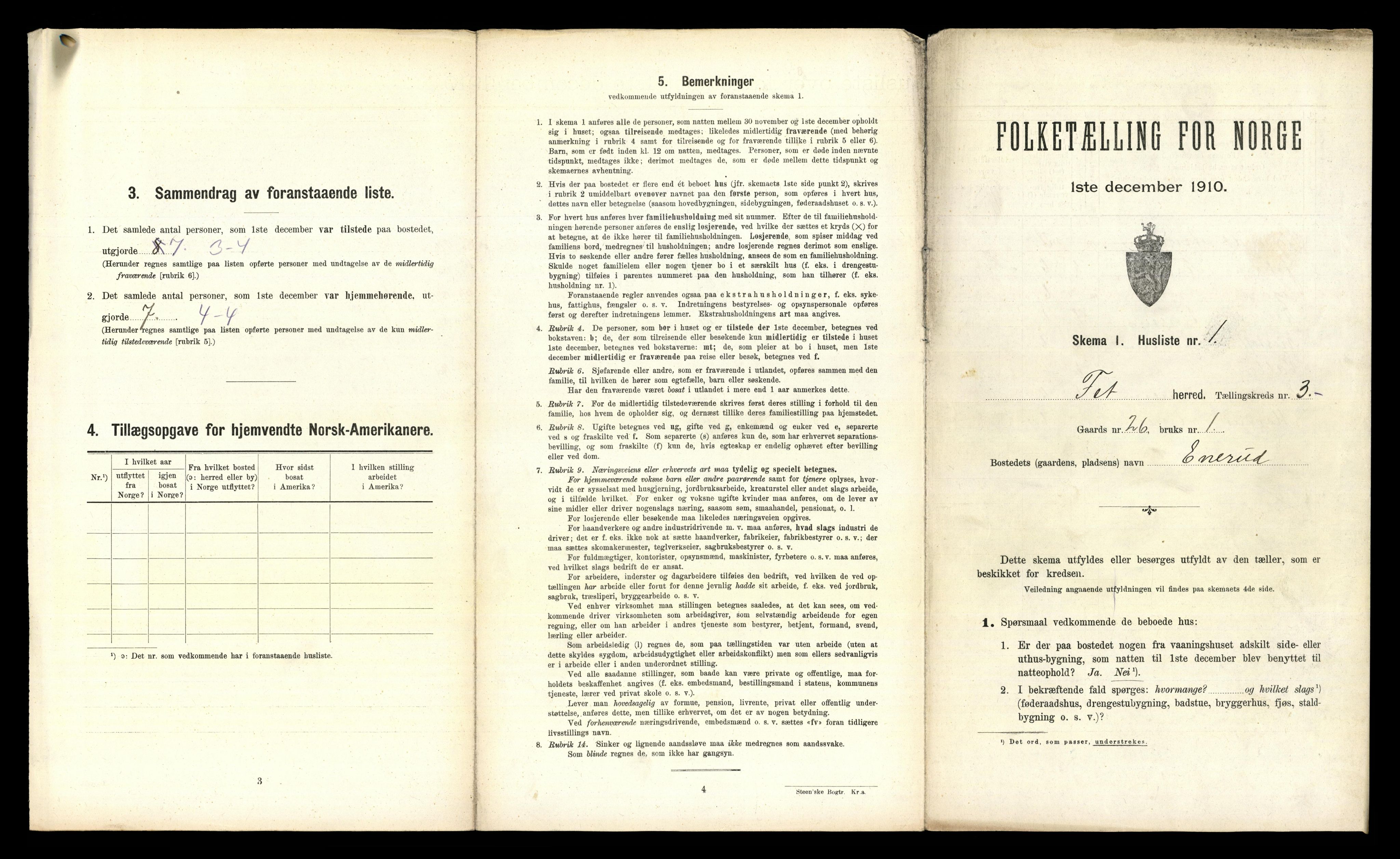 RA, 1910 census for Fet, 1910, p. 409