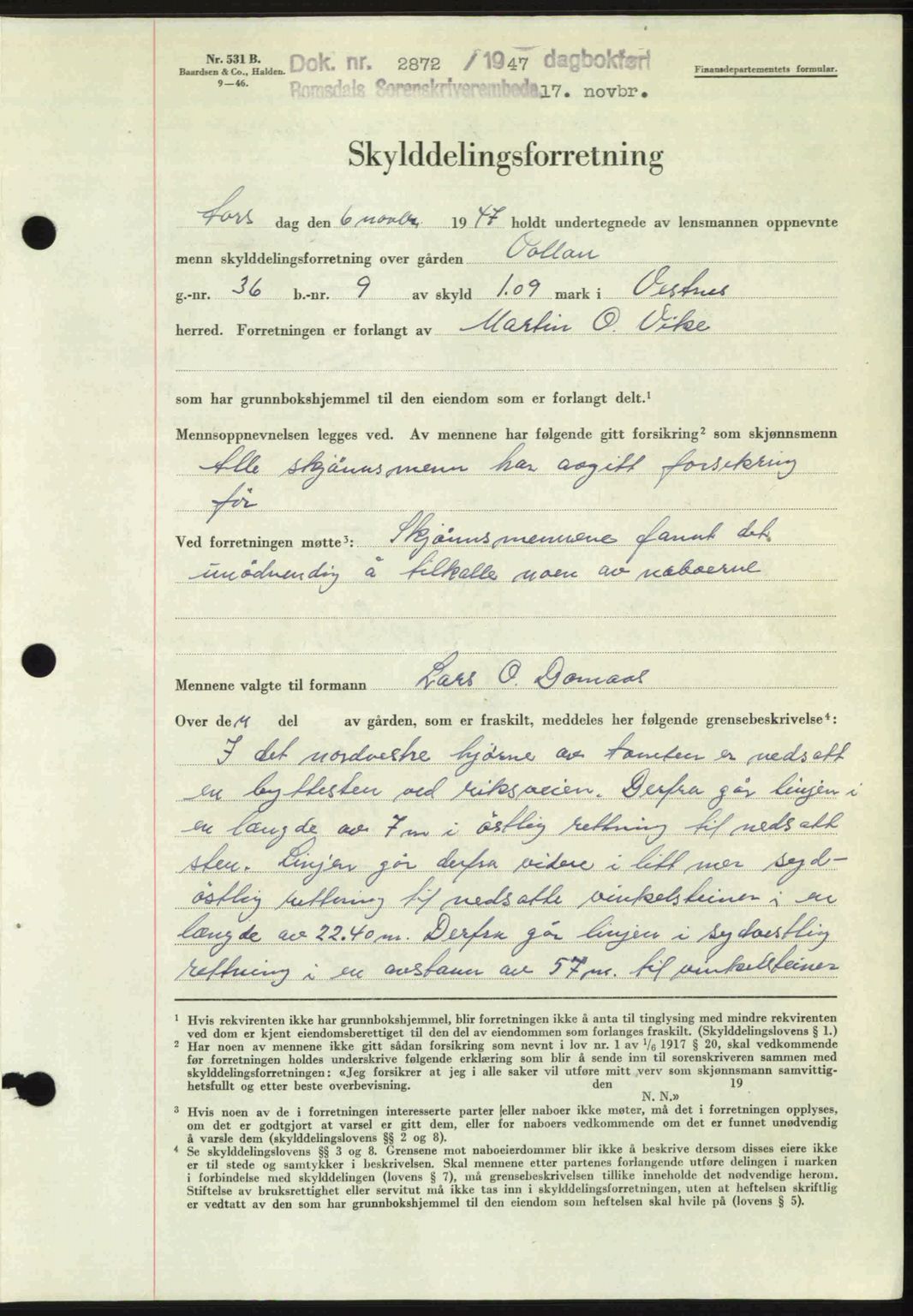 Romsdal sorenskriveri, SAT/A-4149/1/2/2C: Mortgage book no. A24, 1947-1947, Diary no: : 2862/1947
