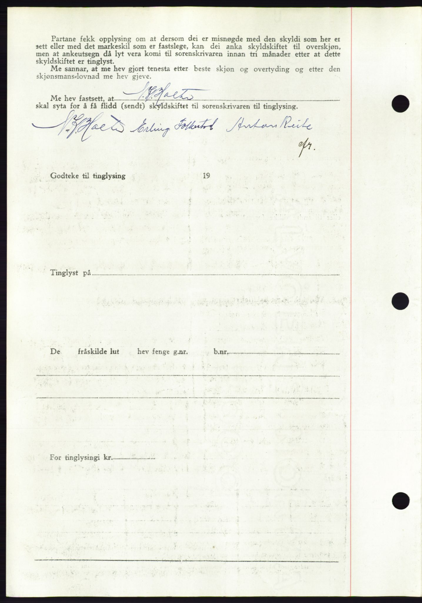 Søre Sunnmøre sorenskriveri, AV/SAT-A-4122/1/2/2C/L0084: Mortgage book no. 10A, 1949-1949, Diary no: : 290/1949