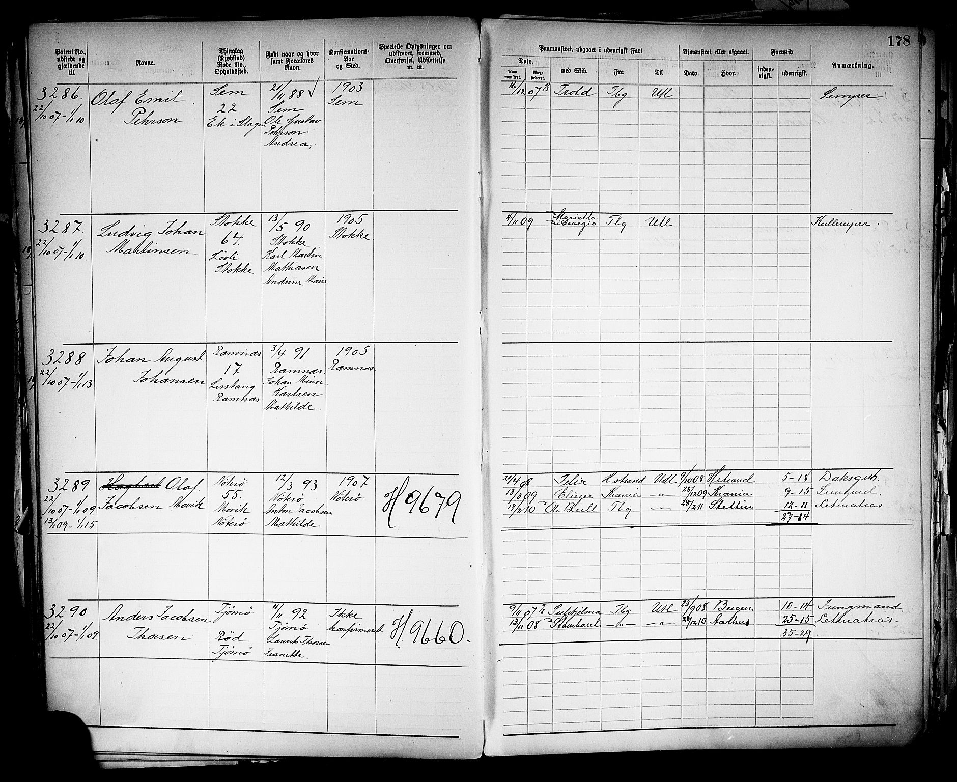 Tønsberg innrulleringskontor, SAKO/A-786/F/Fb/L0005: Annotasjonsrulle Patent nr. 2401-4080, 1904-1910, p. 181