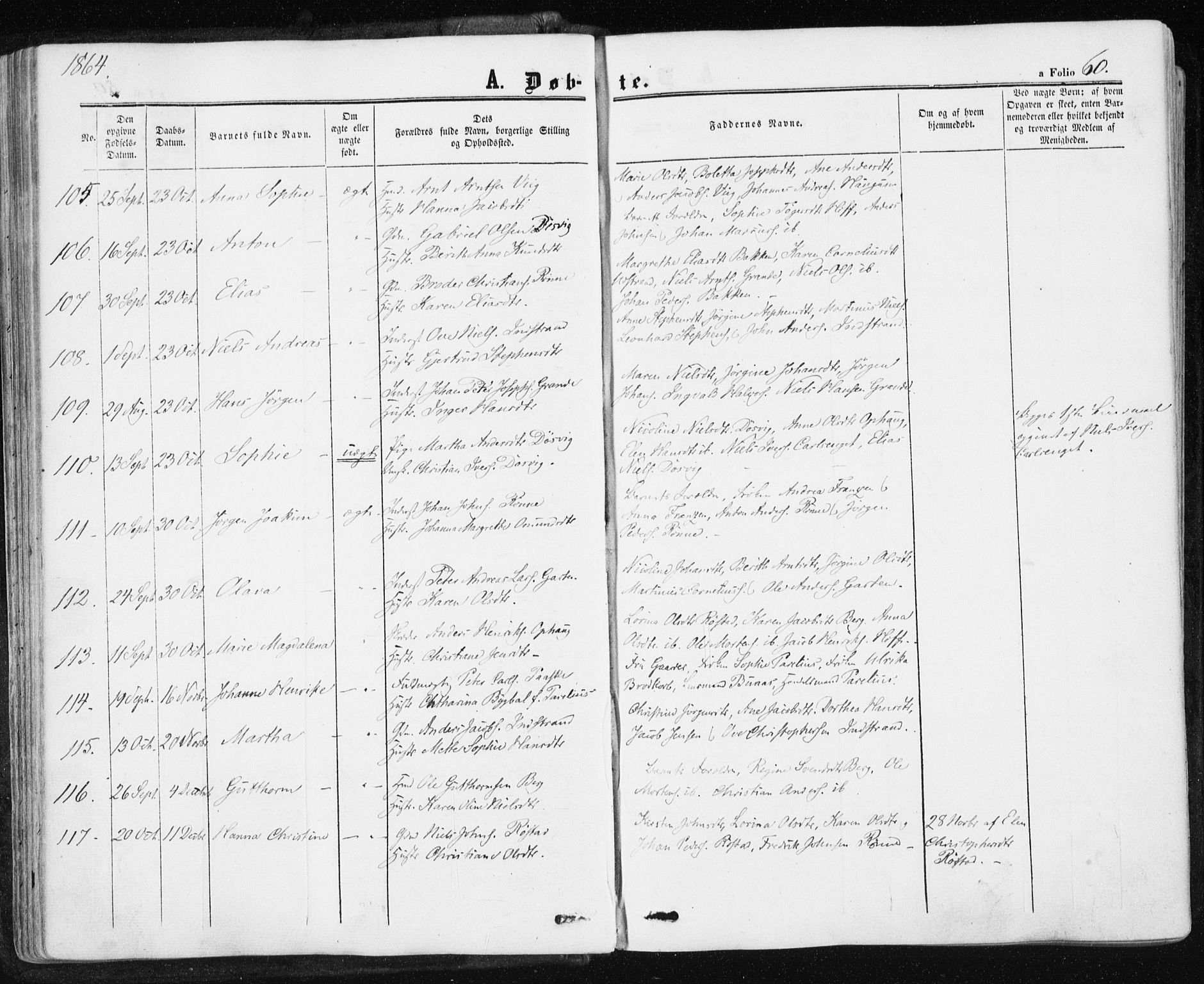 Ministerialprotokoller, klokkerbøker og fødselsregistre - Sør-Trøndelag, SAT/A-1456/659/L0737: Parish register (official) no. 659A07, 1857-1875, p. 60