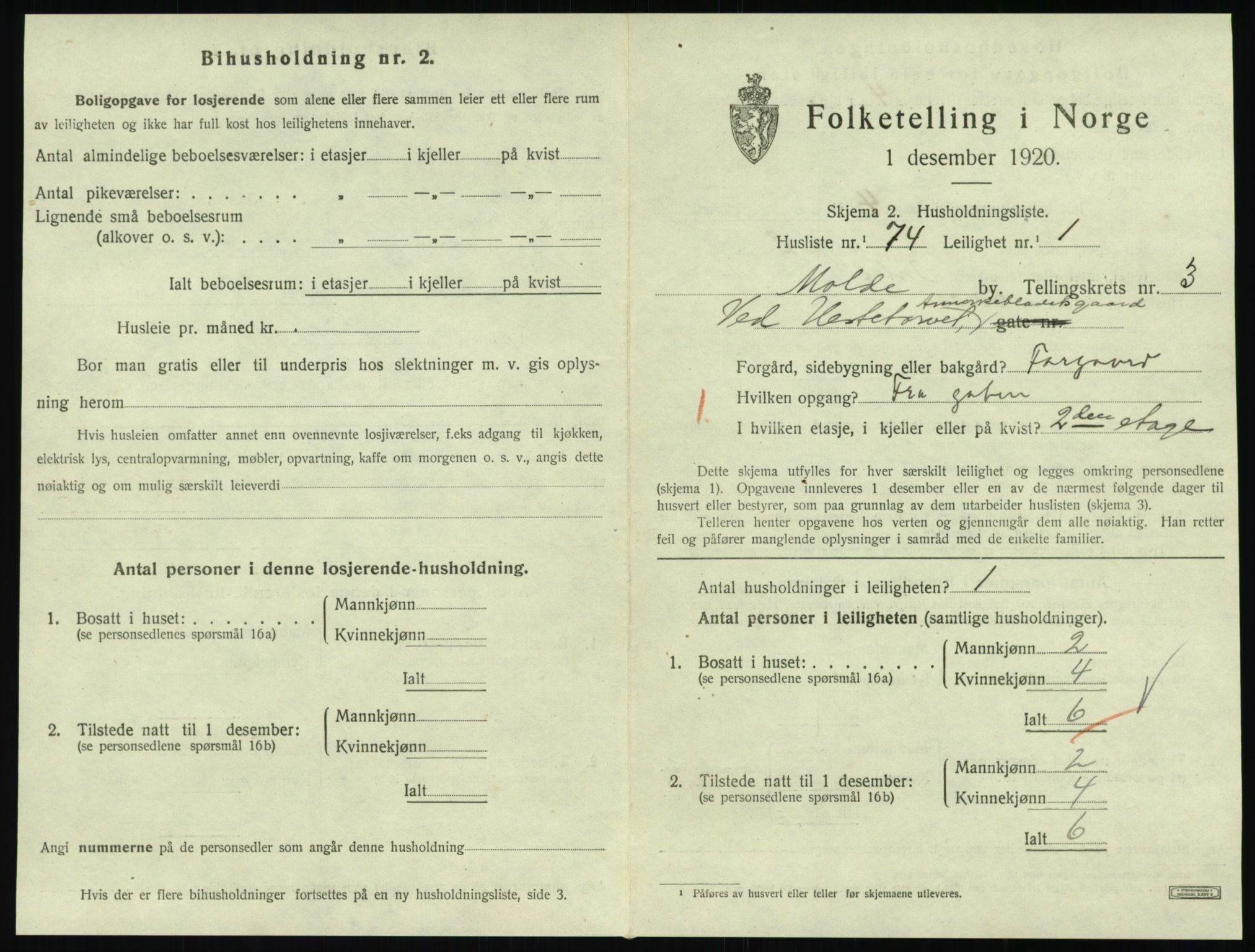 SAT, 1920 census for Molde, 1920, p. 1301