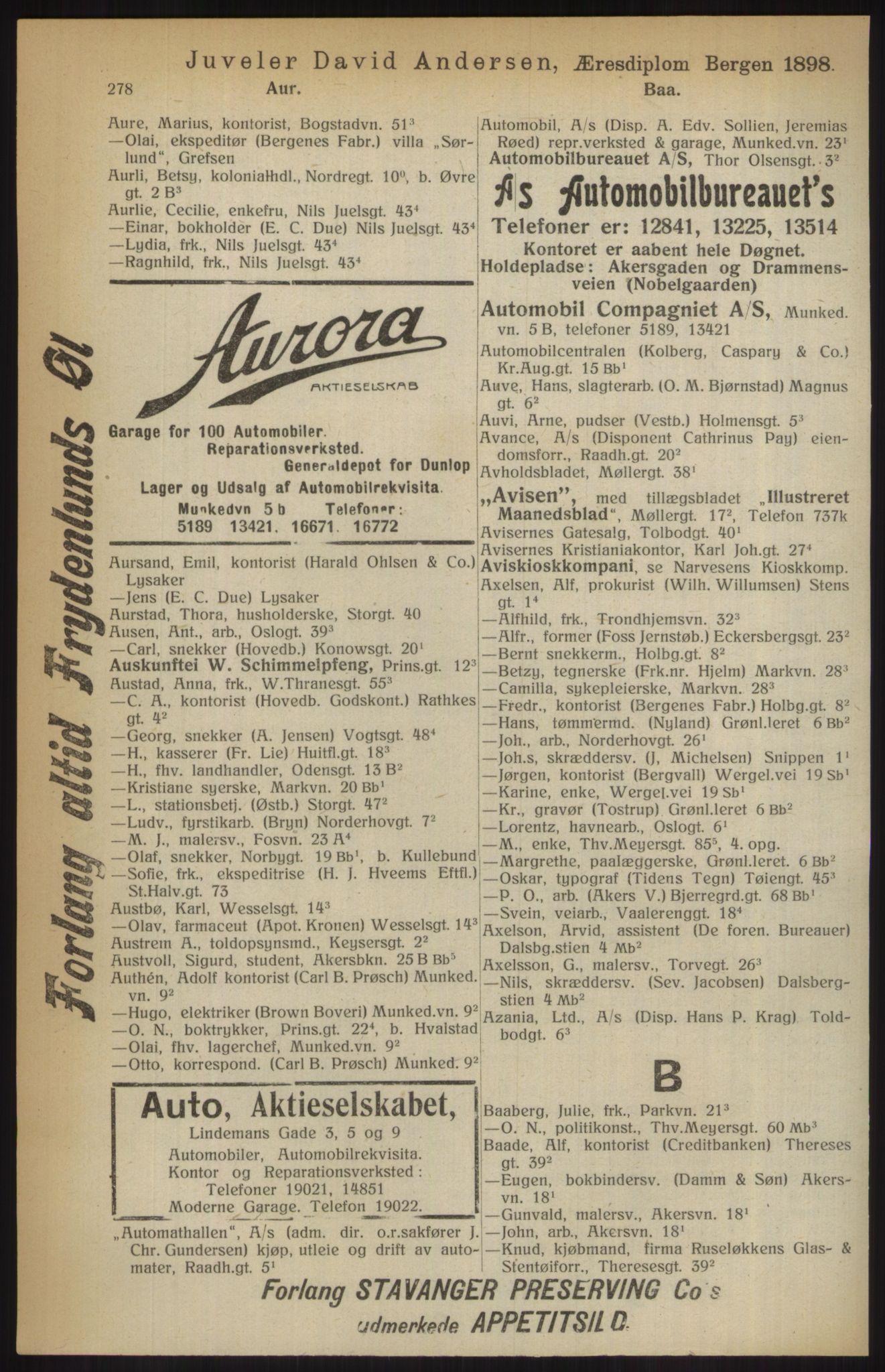 Kristiania/Oslo adressebok, PUBL/-, 1914, p. 278
