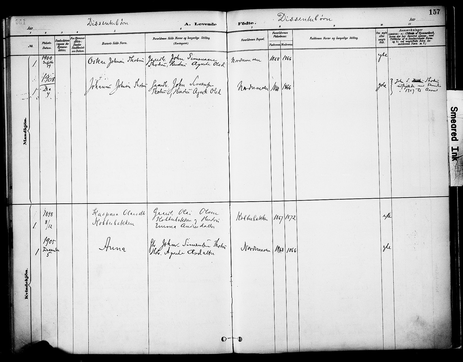 Våler prestekontor, Hedmark, SAH/PREST-040/H/Ha/Haa/L0005: Parish register (official) no. 5, 1887-1905, p. 157