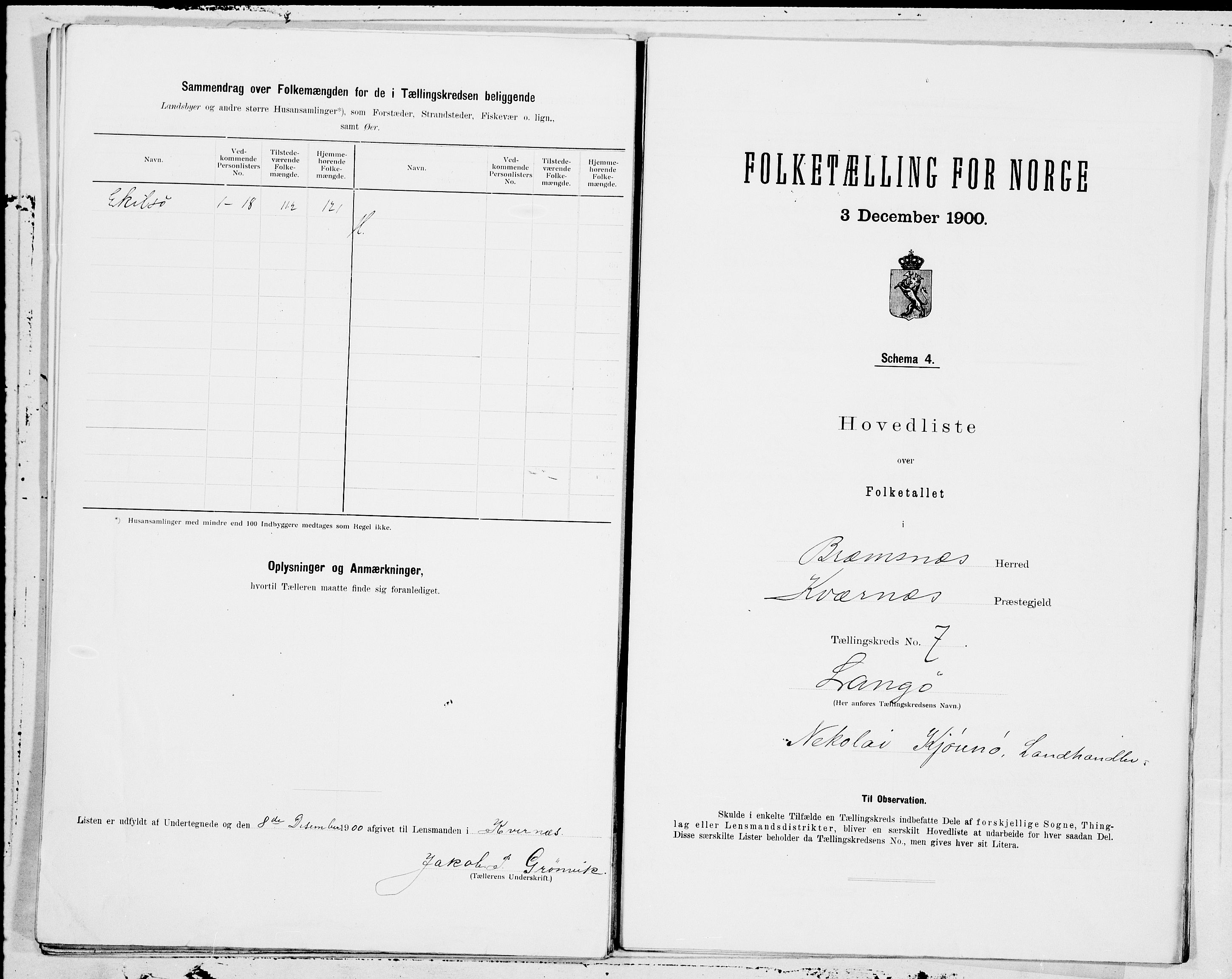 SAT, 1900 census for Bremsnes, 1900, p. 14