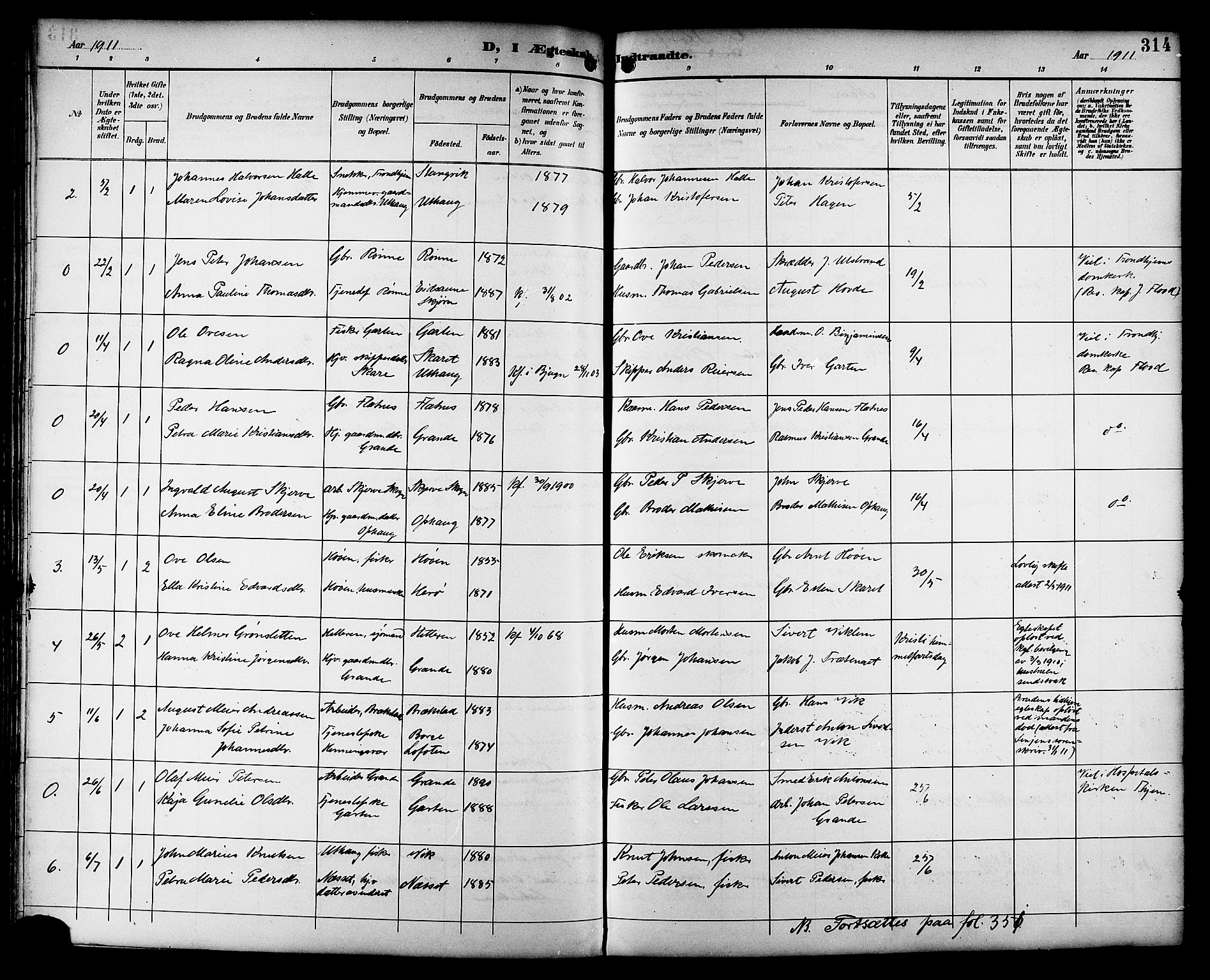 Ministerialprotokoller, klokkerbøker og fødselsregistre - Sør-Trøndelag, SAT/A-1456/659/L0746: Parish register (copy) no. 659C03, 1893-1912, p. 314