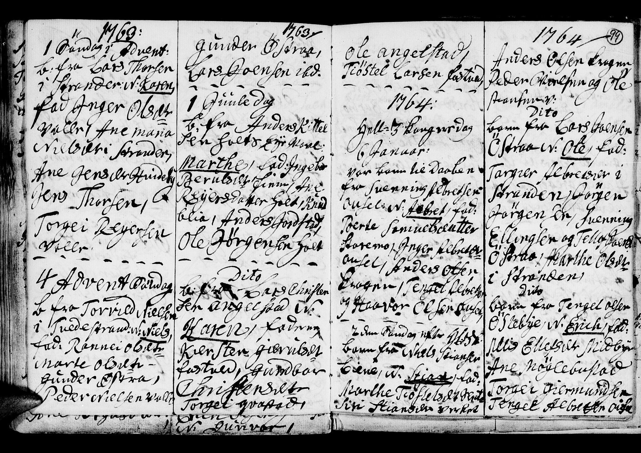 Holt sokneprestkontor, AV/SAK-1111-0021/F/Fb/L0005: Parish register (copy) no. B 5, 1746-1764, p. 99