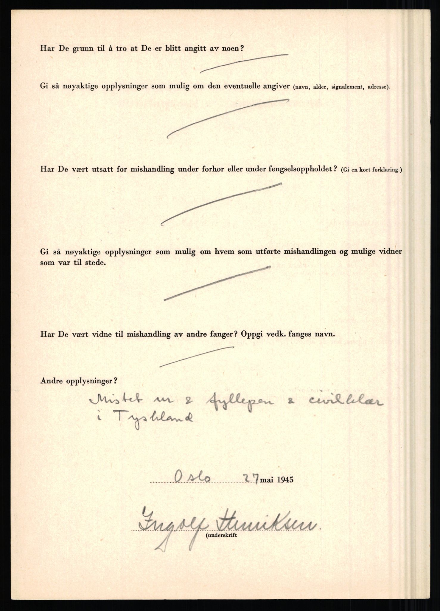 Rikspolitisjefen, AV/RA-S-1560/L/L0007: Heen, Erik C. - Iversen, Trygve, 1940-1945, p. 74