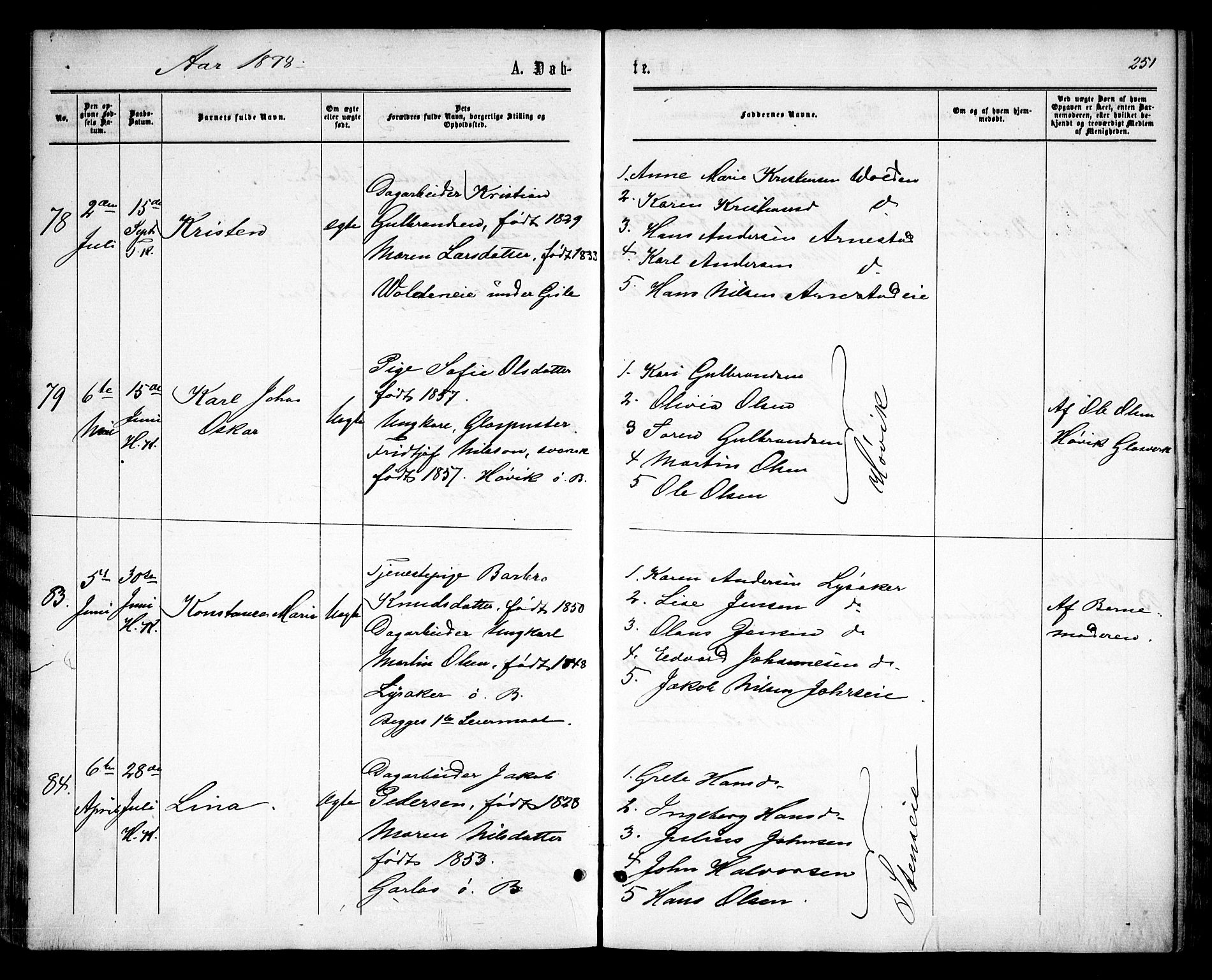 Asker prestekontor Kirkebøker, SAO/A-10256a/F/Fa/L0008: Parish register (official) no. I 8, 1865-1878, p. 251