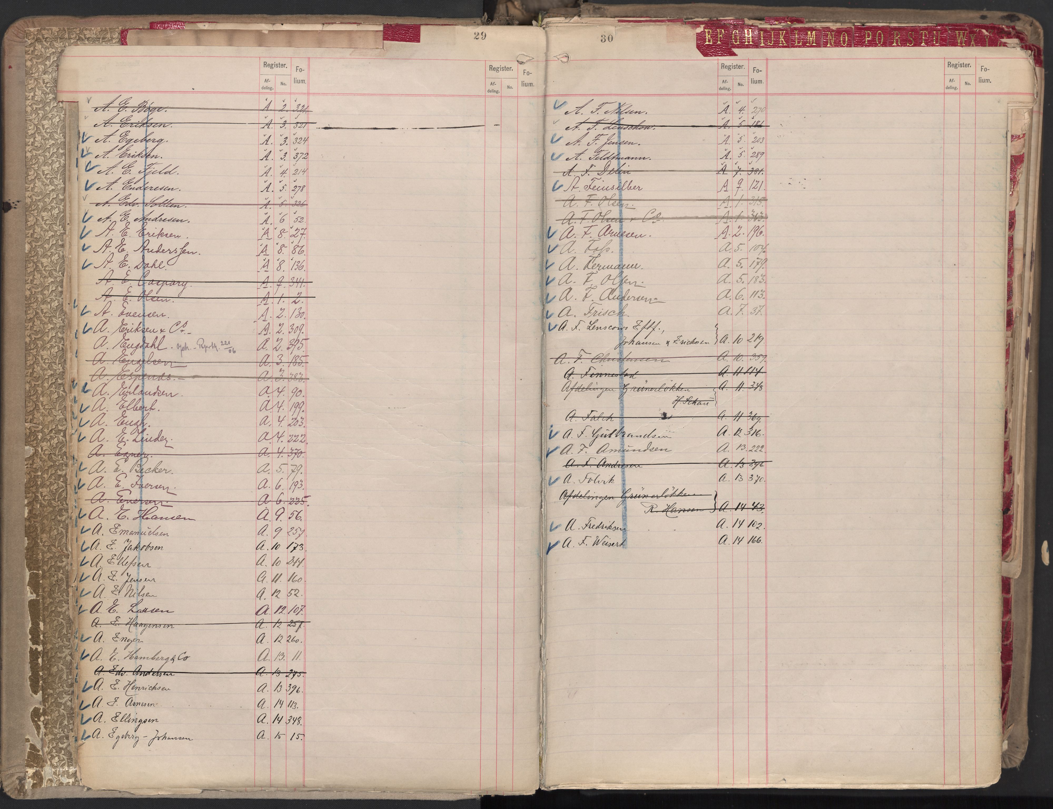 Oslo byfogd avd. II, AV/SAO-A-10942/G/Ga/Gaa/L0001: Firmaregister: A 1-15, B 1-4, C 1, 1890, p. 29-30