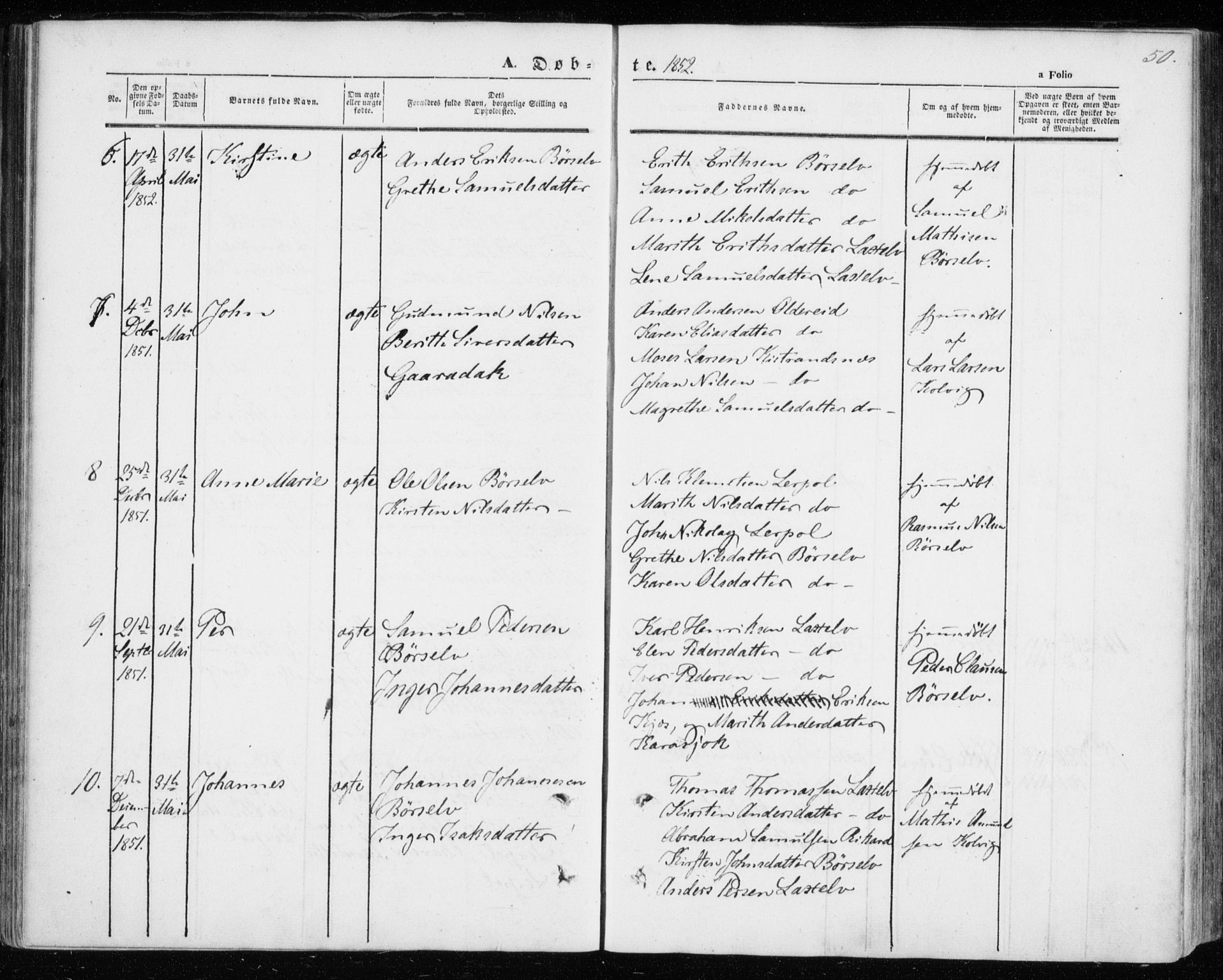 Kistrand/Porsanger sokneprestembete, AV/SATØ-S-1351/H/Ha/L0004.kirke: Parish register (official) no. 4, 1843-1860, p. 50